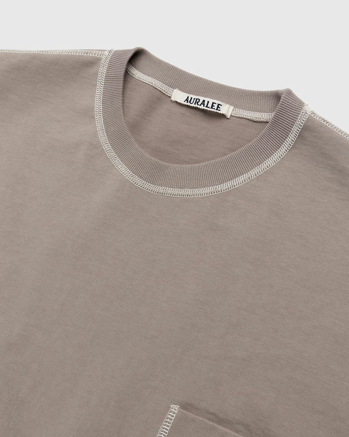 Auralee - Cotton Knit Pocket T-Shirt Grey Beige - Clothing - Beige - Image 3