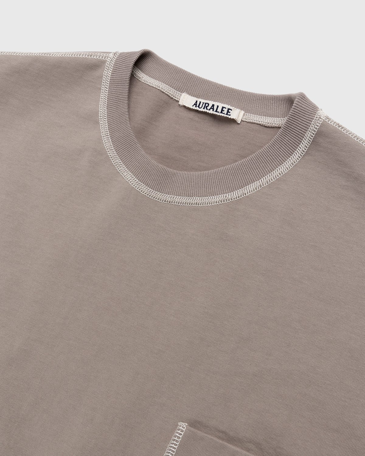 Auralee - Cotton Knit Pocket T-Shirt Grey Beige - Clothing - Beige - Image 3