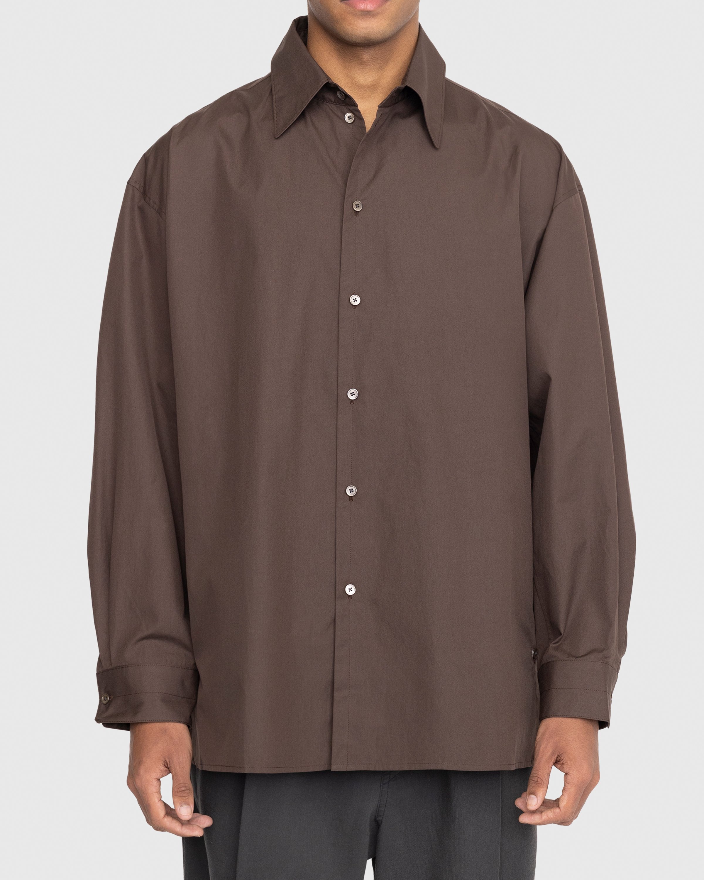 Lemaire - Regular Collar Twisted Shirt Brown - Clothing - Black - Image 2