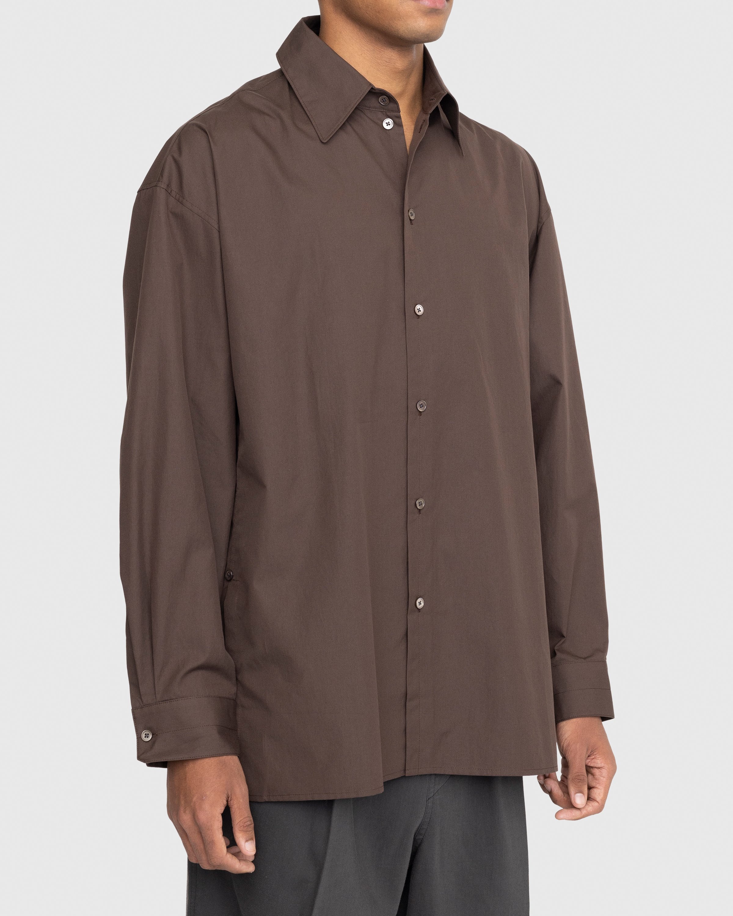 Lemaire - Regular Collar Twisted Shirt Brown - Clothing - Black - Image 4