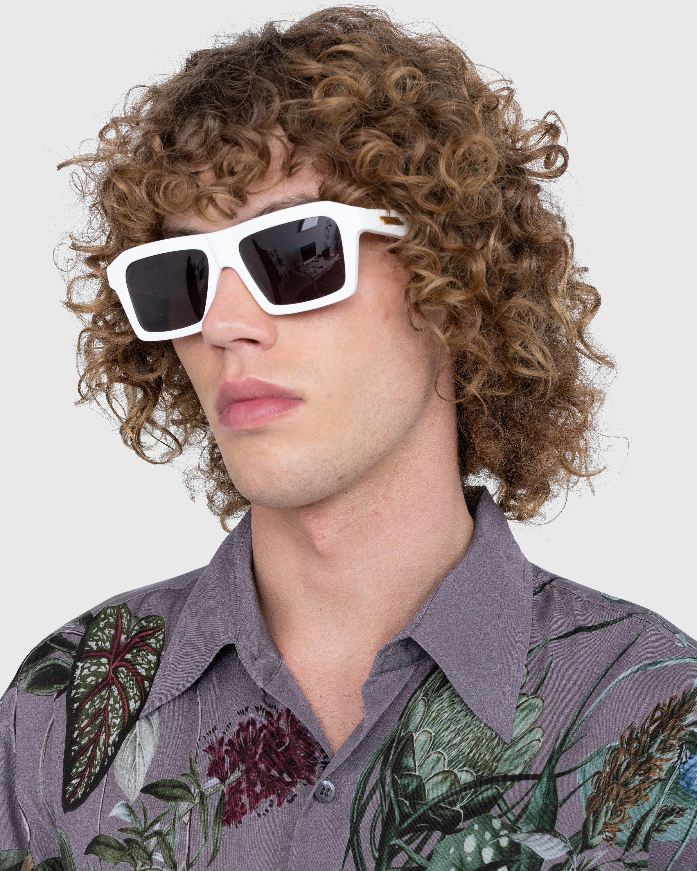 Bottega Veneta - Classic Square Sunglasses White/White/Grey - Accessories - Multi - Image 4