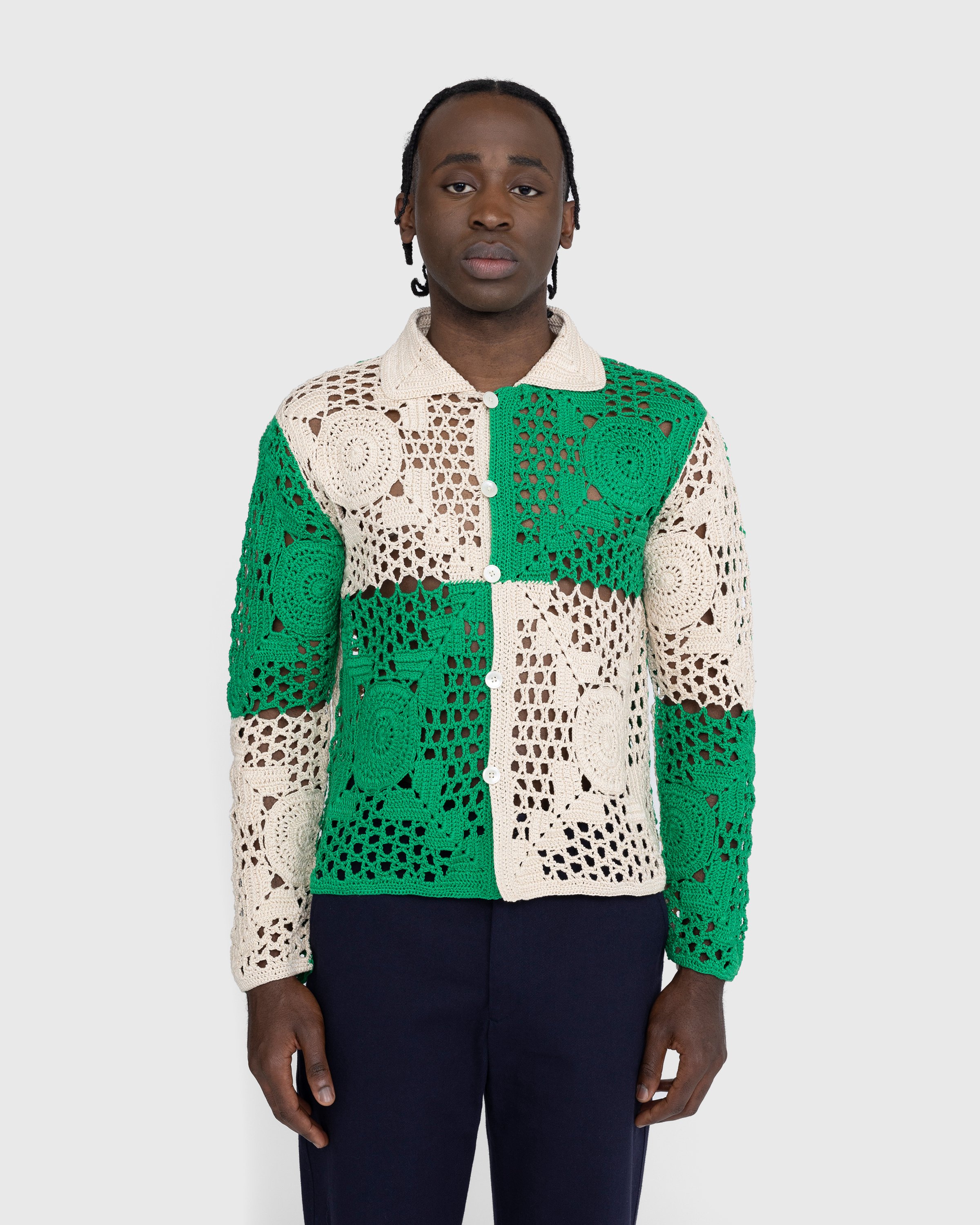 Bode - Duotone Crochet Overshirt Green - Clothing - Green - Image 2