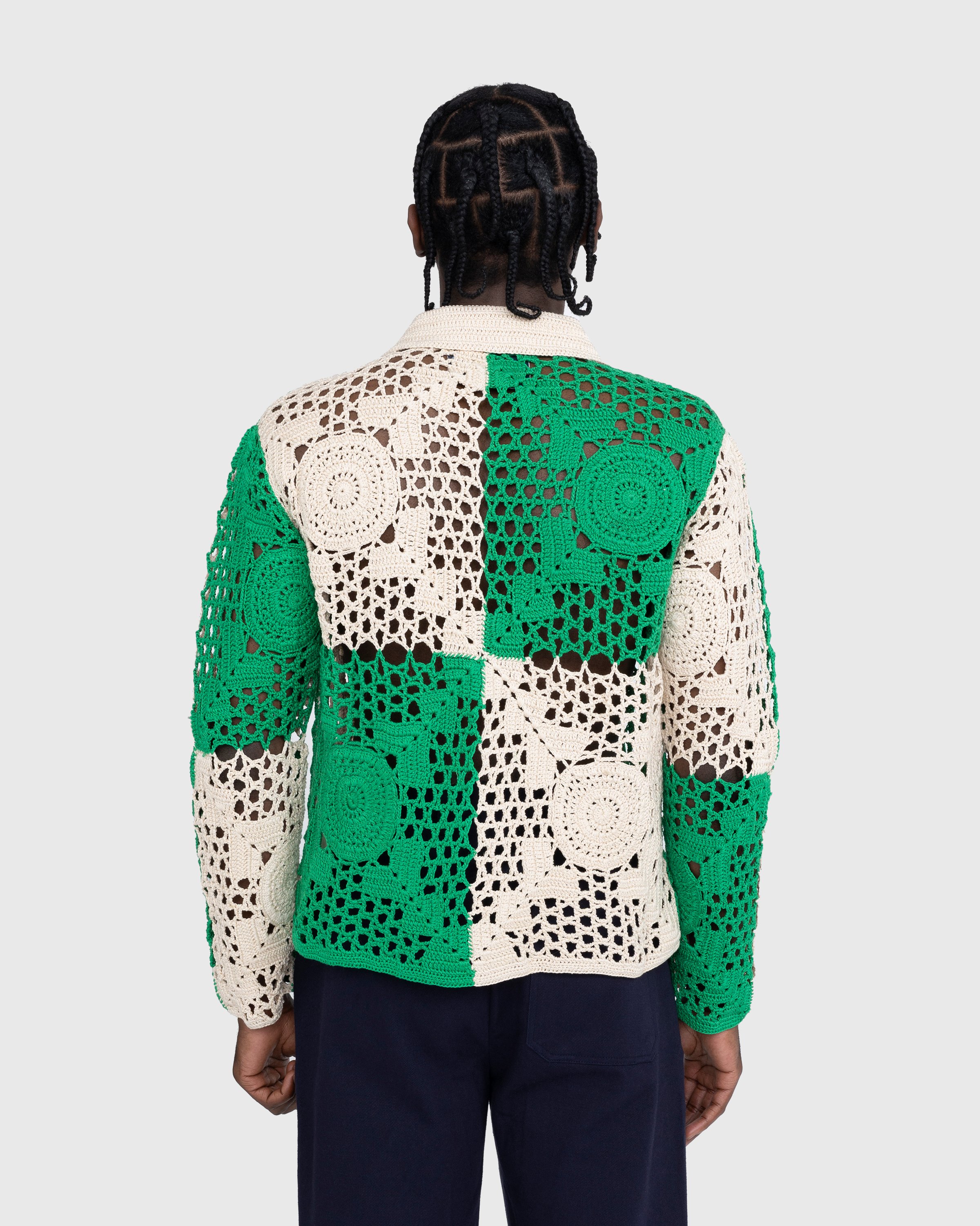 Bode - Duotone Crochet Overshirt Green - Clothing - Green - Image 4