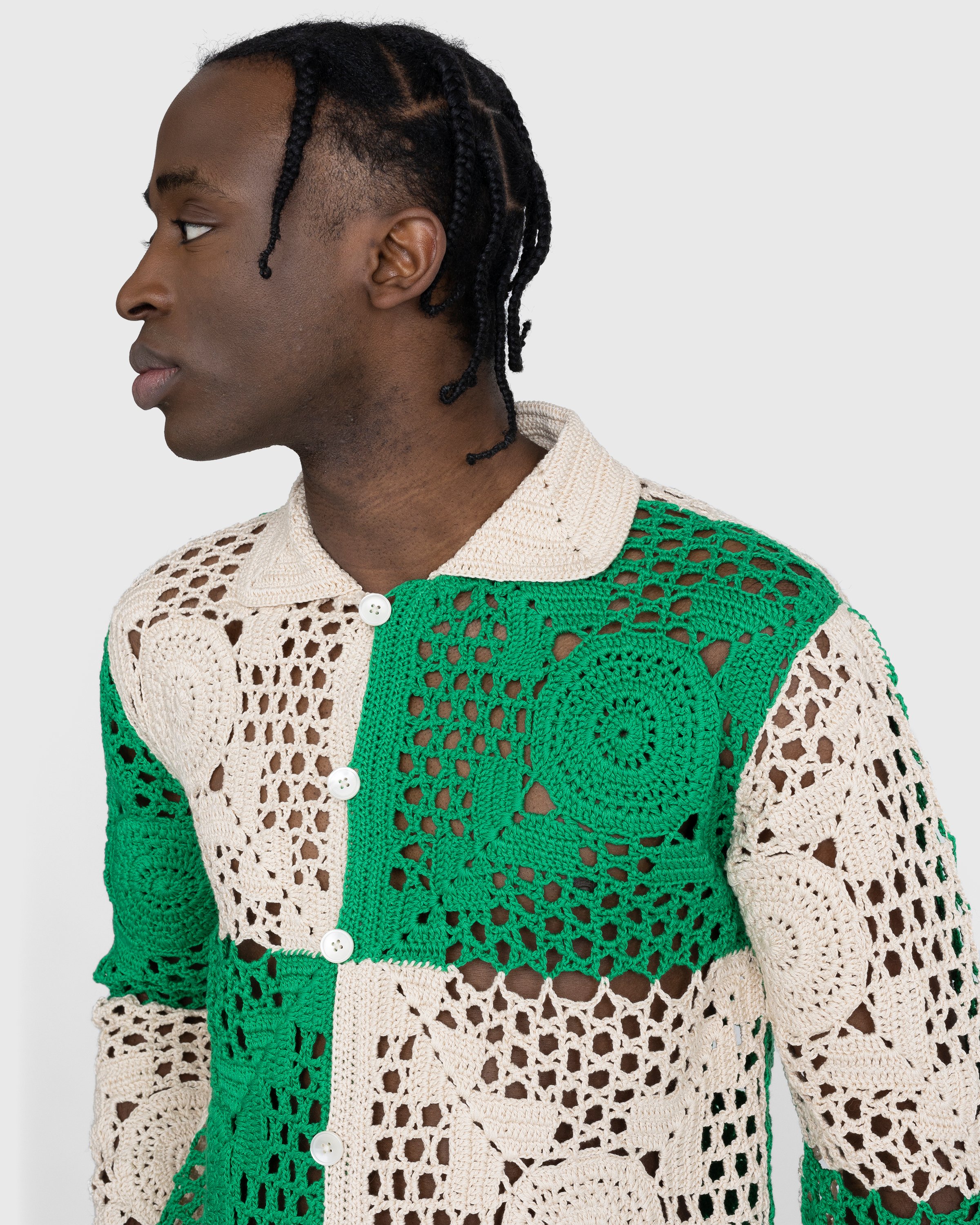 Bode - Duotone Crochet Overshirt Green - Clothing - Green - Image 6