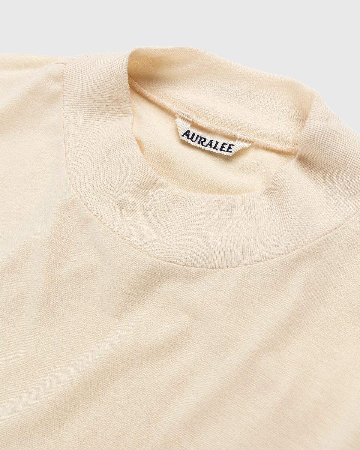 Auralee - Super Soft Wool Jersey Mock Neck T-Shirt Ivory - Clothing - Beige - Image 3