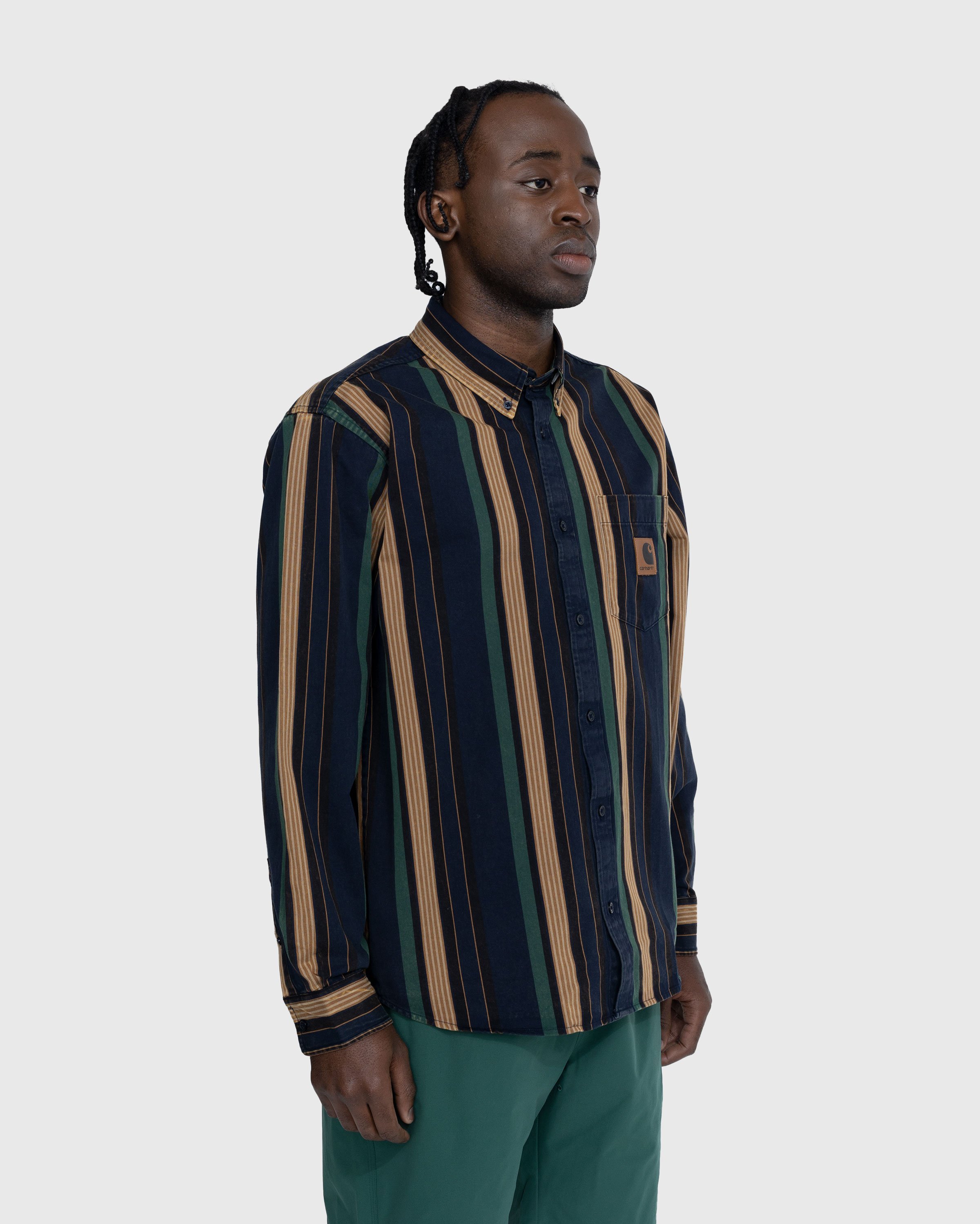 Carhartt WIP - Dorado Stripe Shirt Moon Wash Dark Navy - Clothing - Blue - Image 5