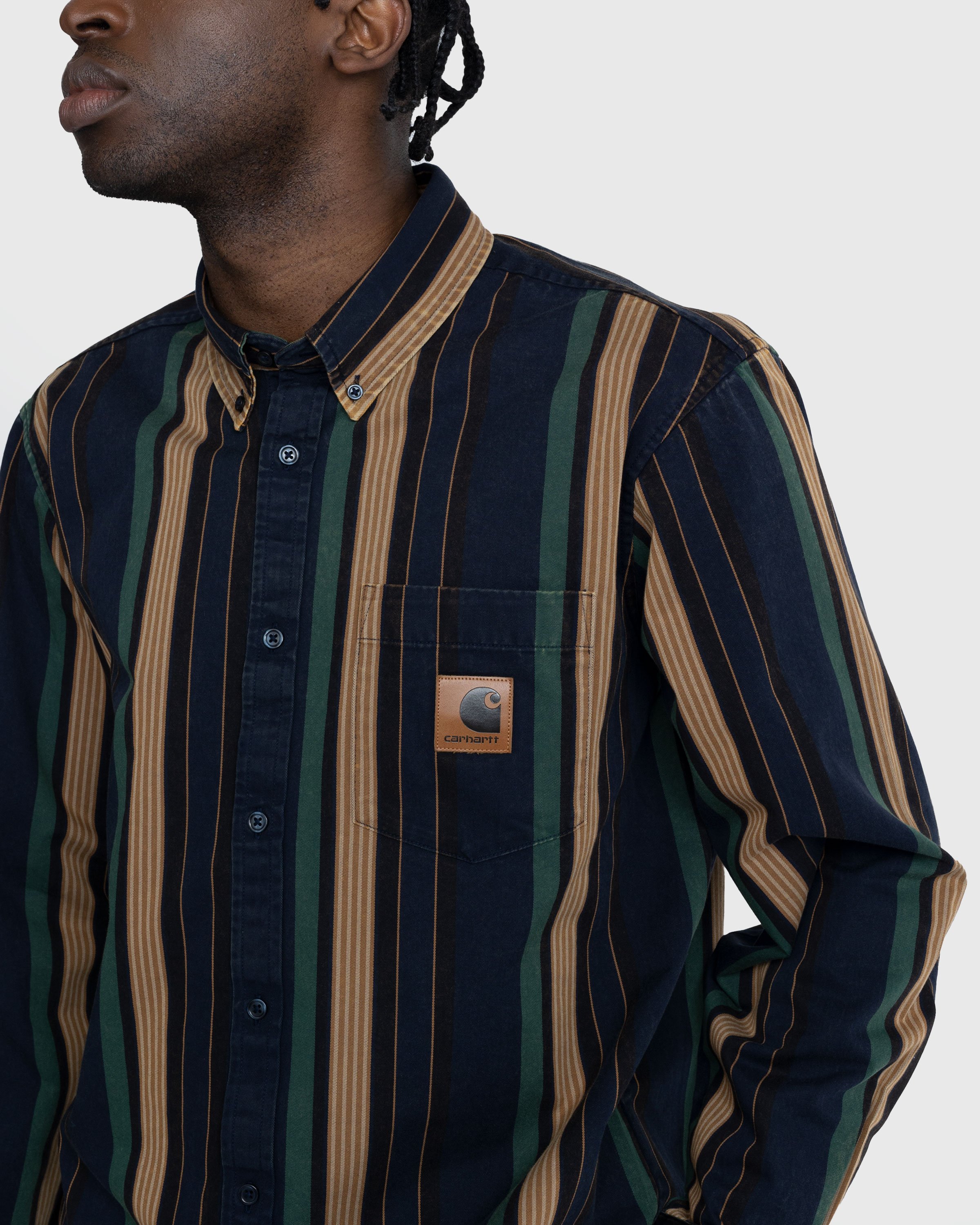 Carhartt WIP - Dorado Stripe Shirt Moon Wash Dark Navy - Clothing - Blue - Image 6