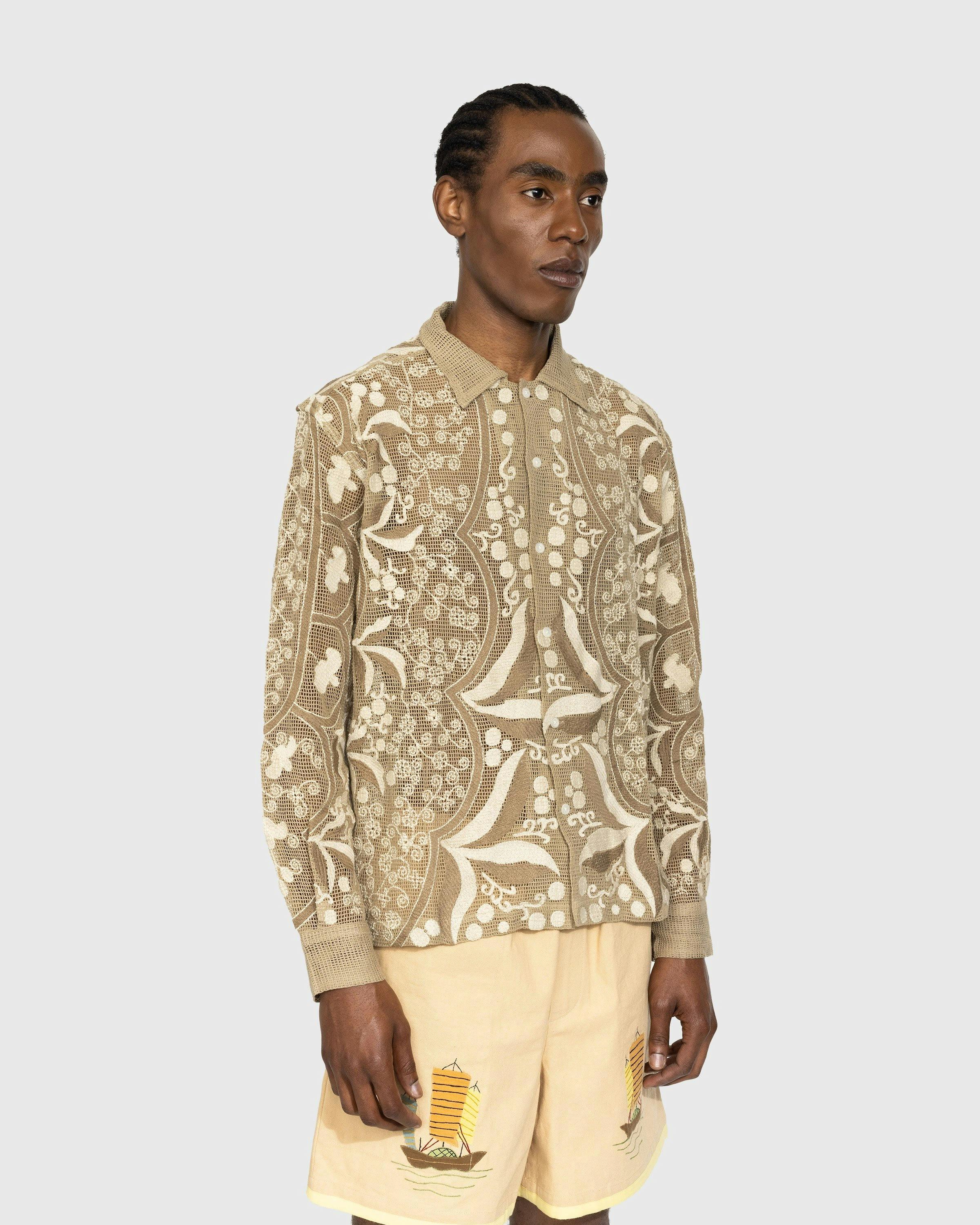 Bode - Filet Filigree Longsleeve Shirt - Clothing - Brown - Image 5