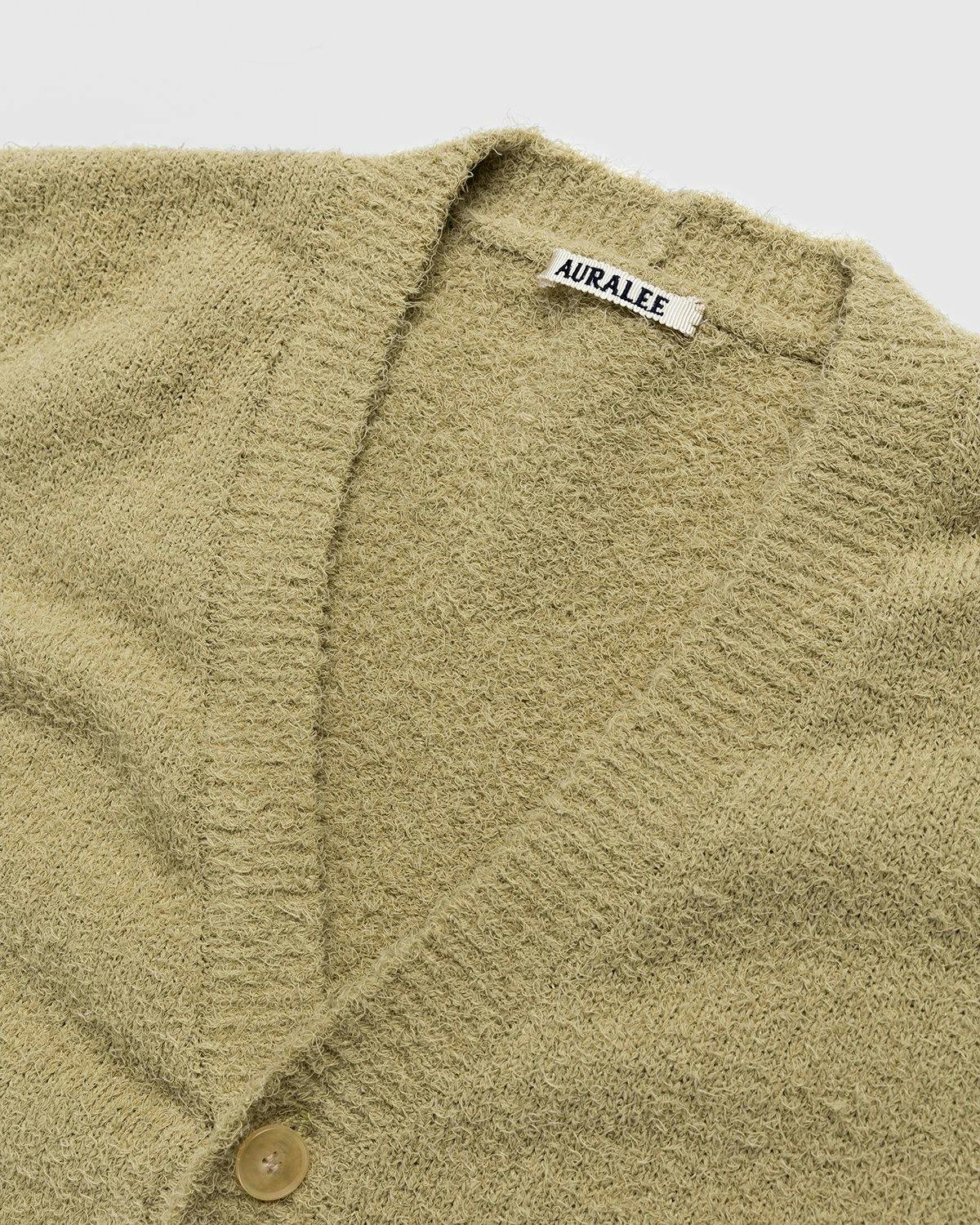 Auralee – Cotton Linen Shaggy Knit Cardigan Light Green