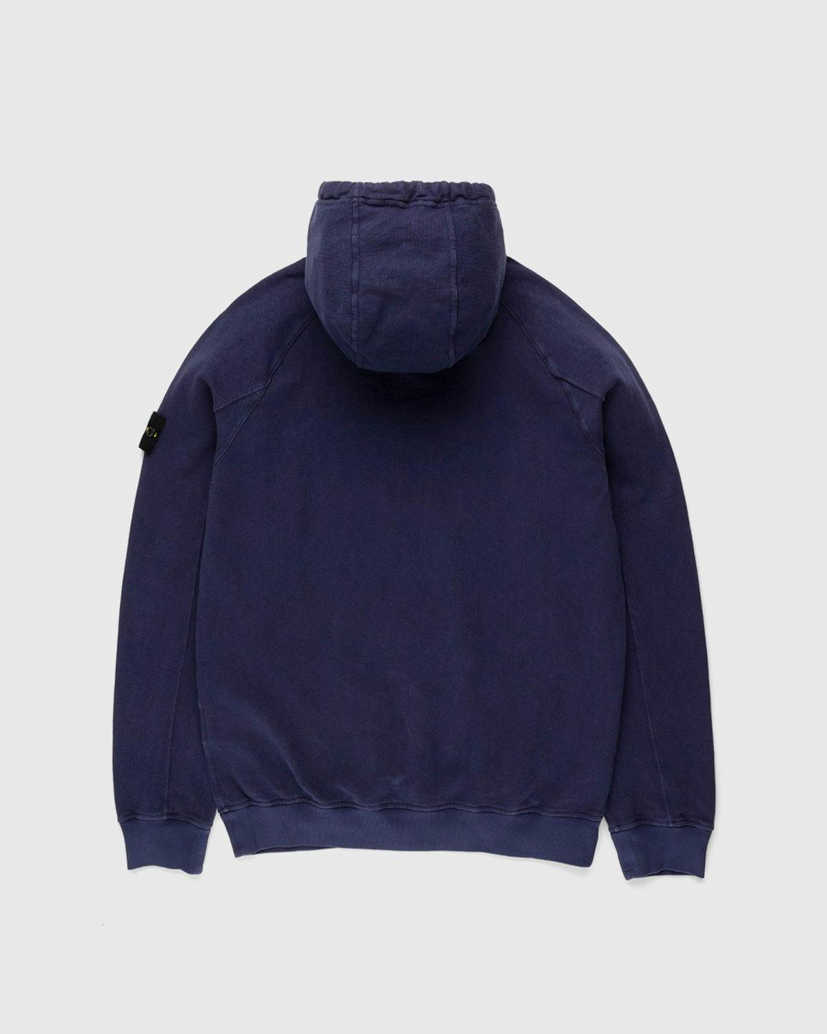 Stone Island - 62160 Garment-Dyed Malfile Fleece Hoodie Ink - Clothing - Blue - Image 2