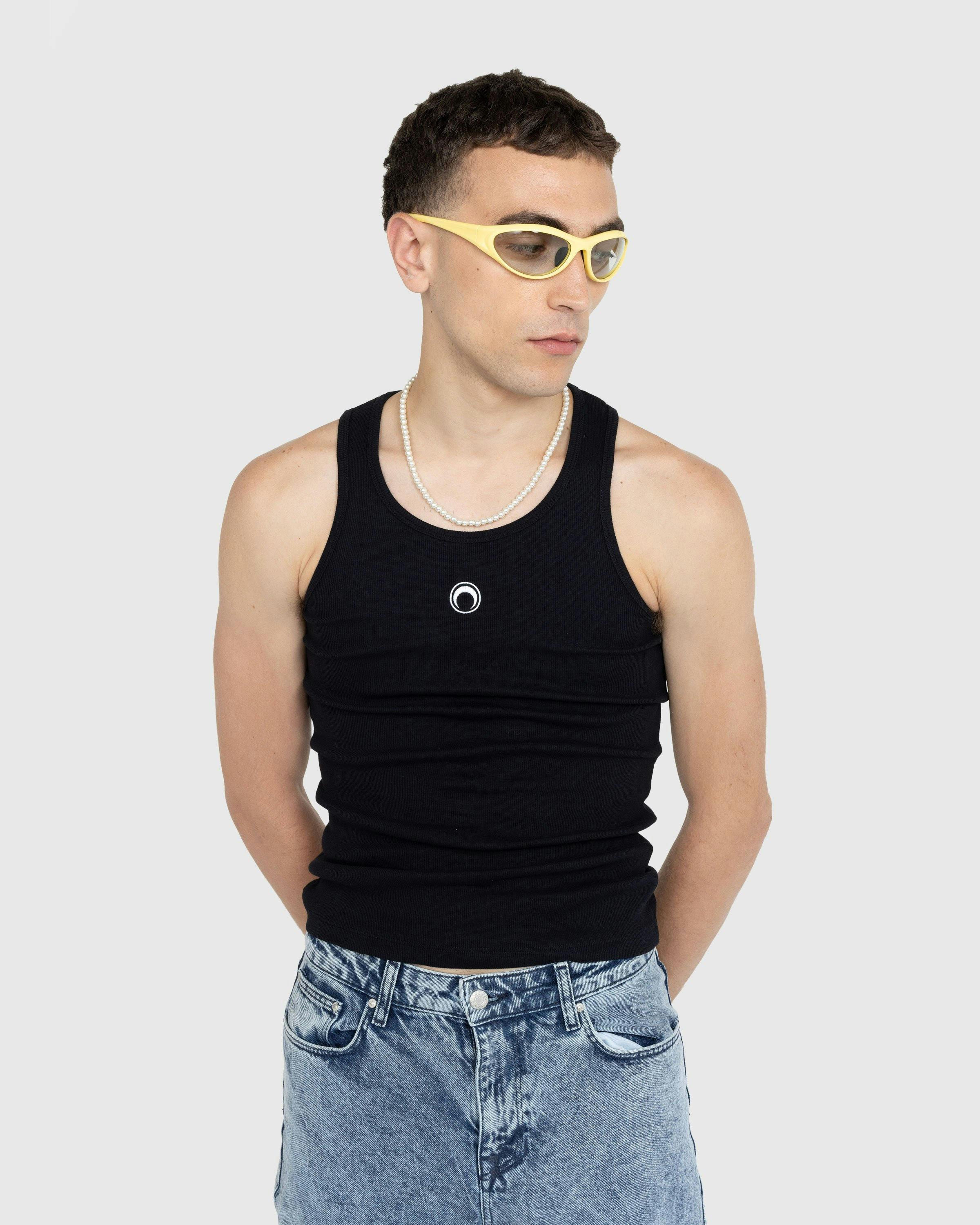 Marine Serre - Organic Cotton Fitted Tank Top Black - Clothing - Black - Image 2