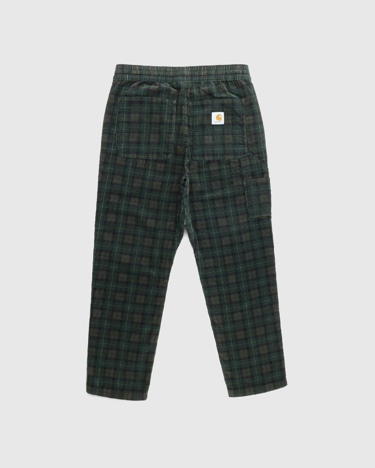 Carhartt WIP - Rinsed Plaid Flint Pant Grove - Clothing - Green - Image 2