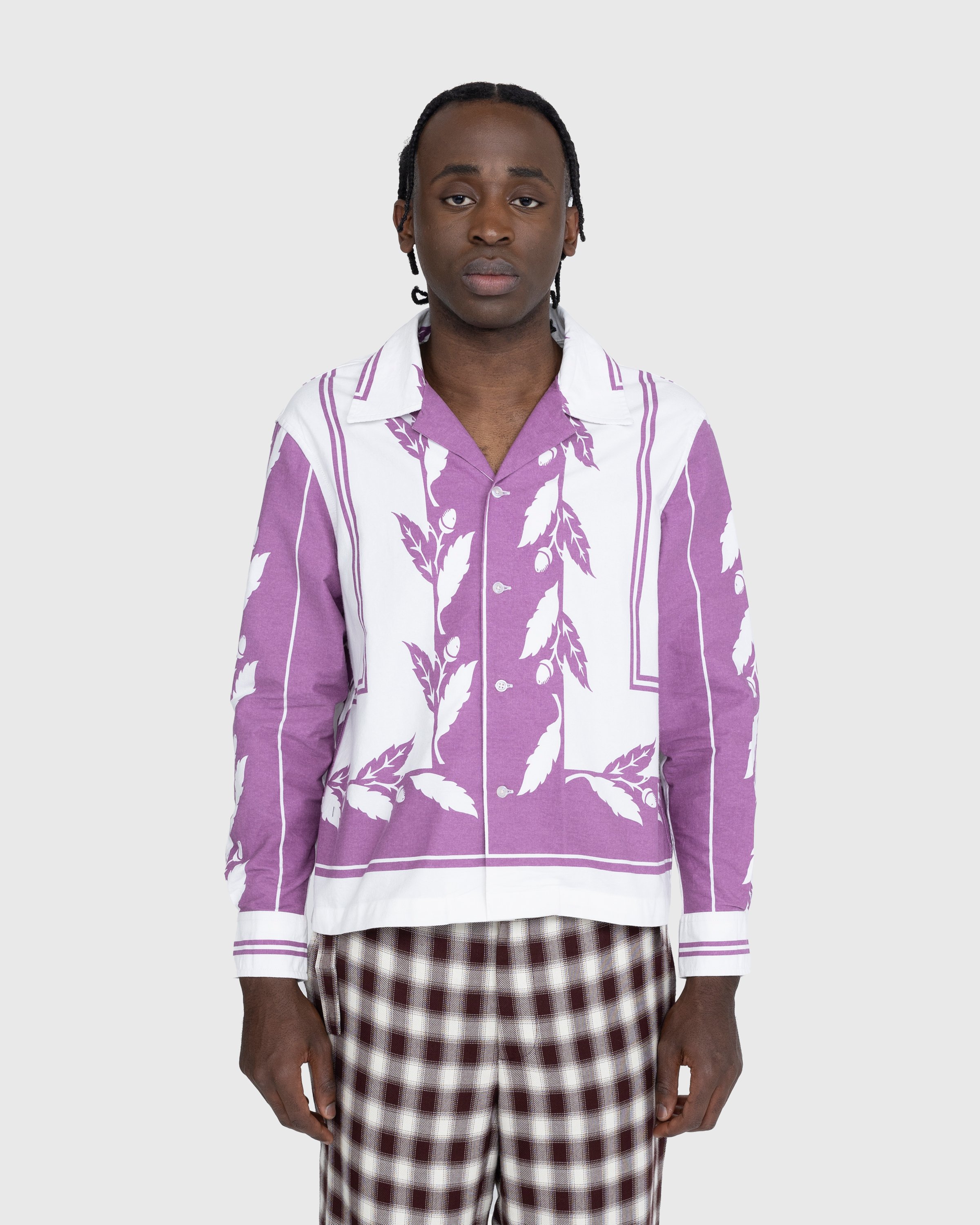 Bode - Inverse Acorn Long-Sleeve Shirt Purple - Clothing - Purple - Image 2