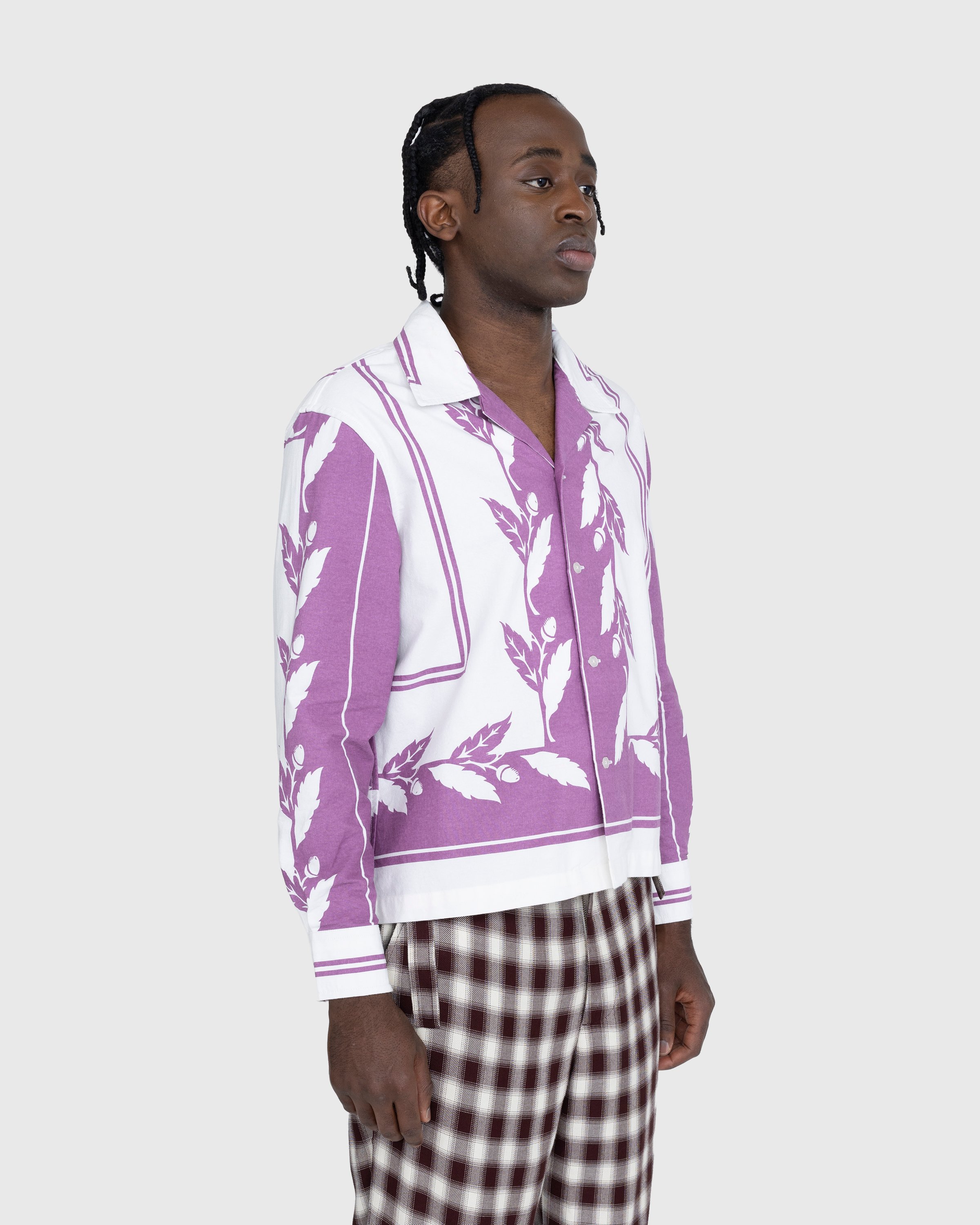 Bode - Inverse Acorn Long-Sleeve Shirt Purple - Clothing - Purple - Image 3