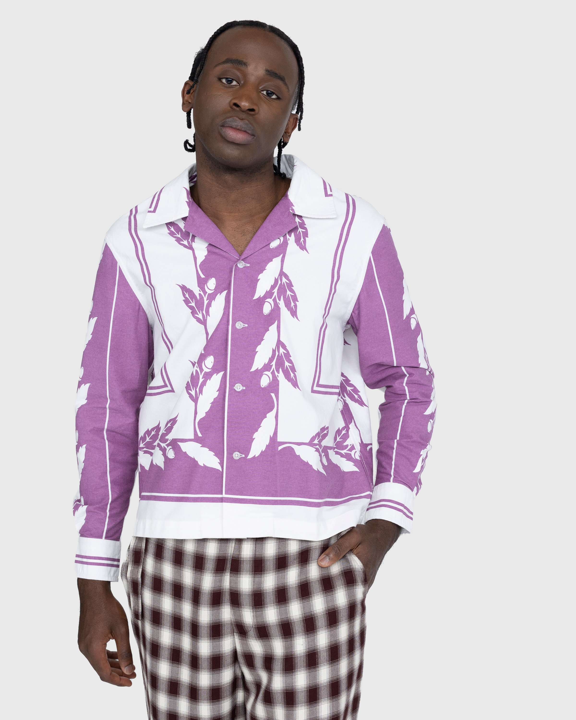 Bode - Inverse Acorn Long-Sleeve Shirt Purple - Clothing - Purple - Image 5