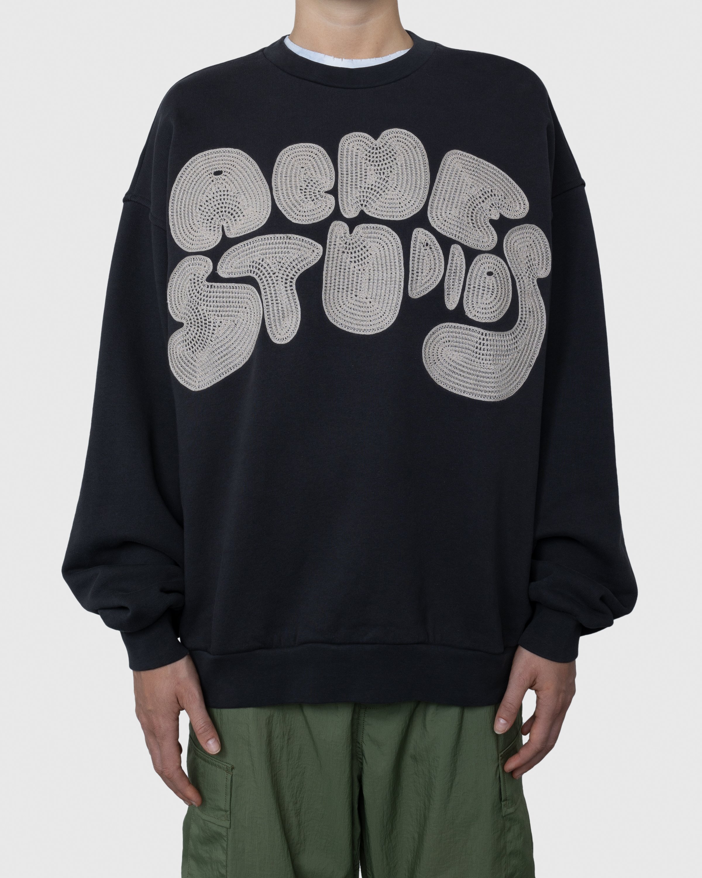 Acne Studios - Bubble Logo Crewneck Sweater Anthracite Grey - Clothing - Black - Image 2