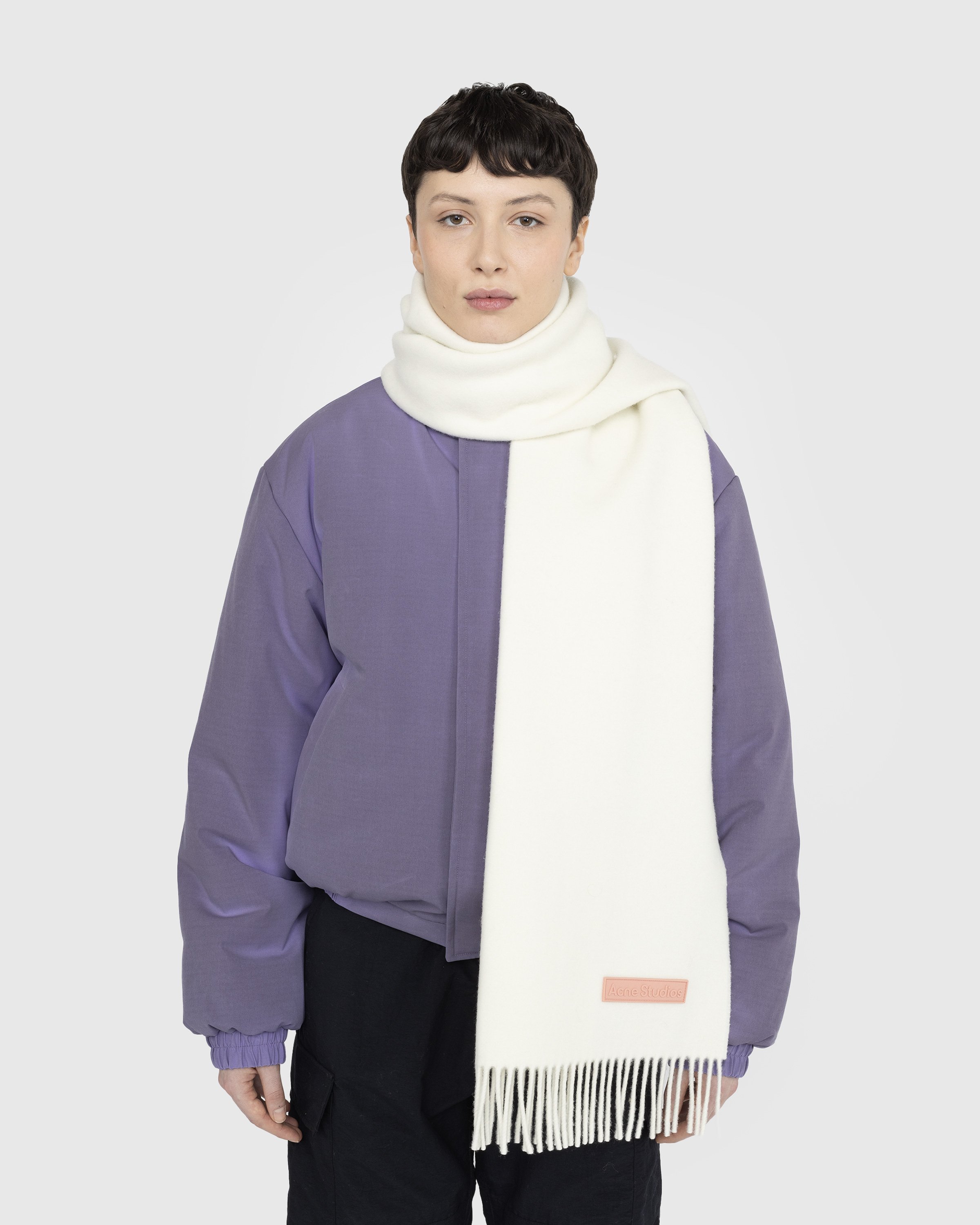 Acne Studios - Rich Wool Fringe Scarf - Accessories - White - Image 3