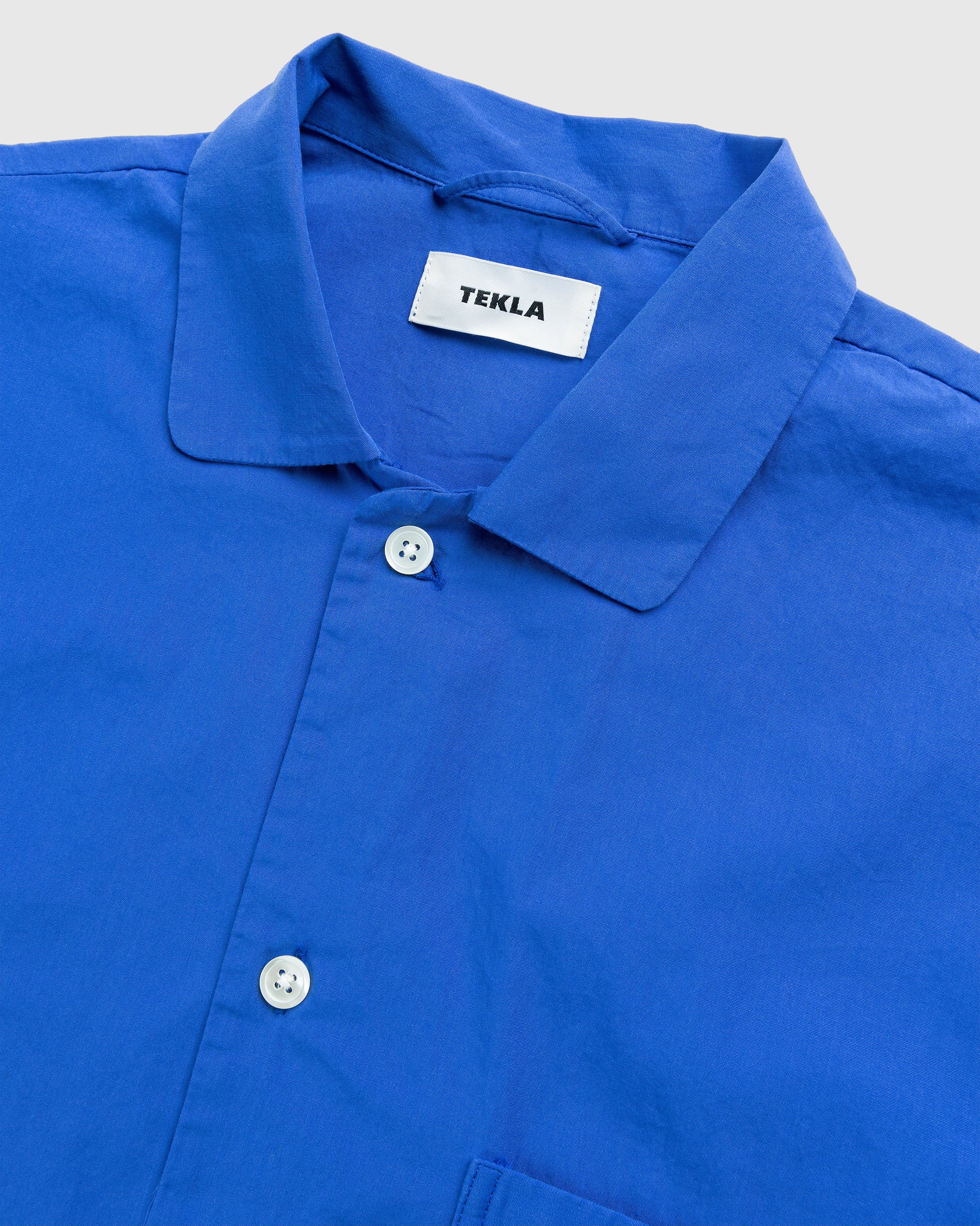 Tekla - Cotton Poplin Pyjamas Shirt Royal Blue - Clothing - Blue - Image 4