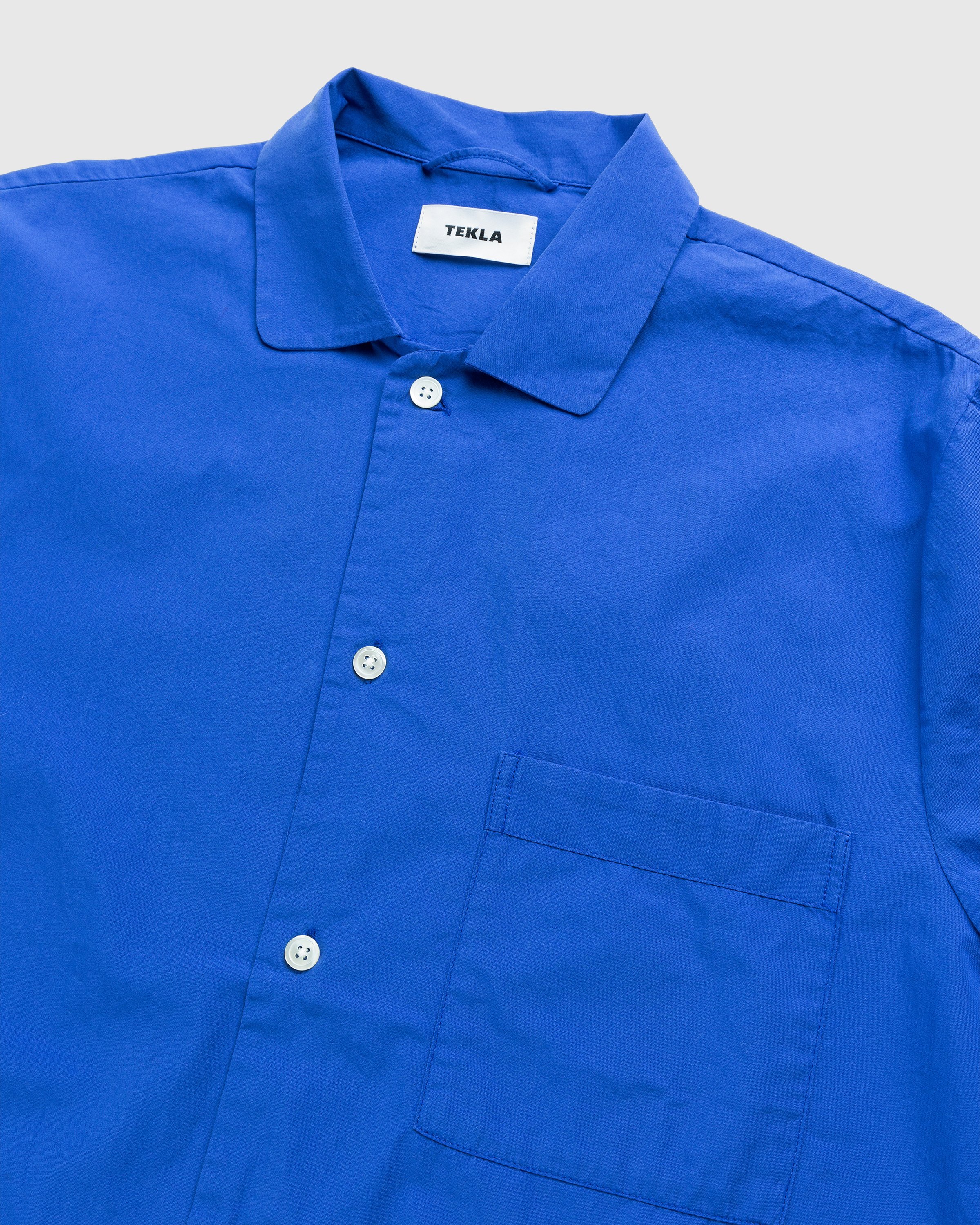 Tekla - Cotton Poplin Pyjamas Shirt Royal Blue - Clothing - Blue - Image 3