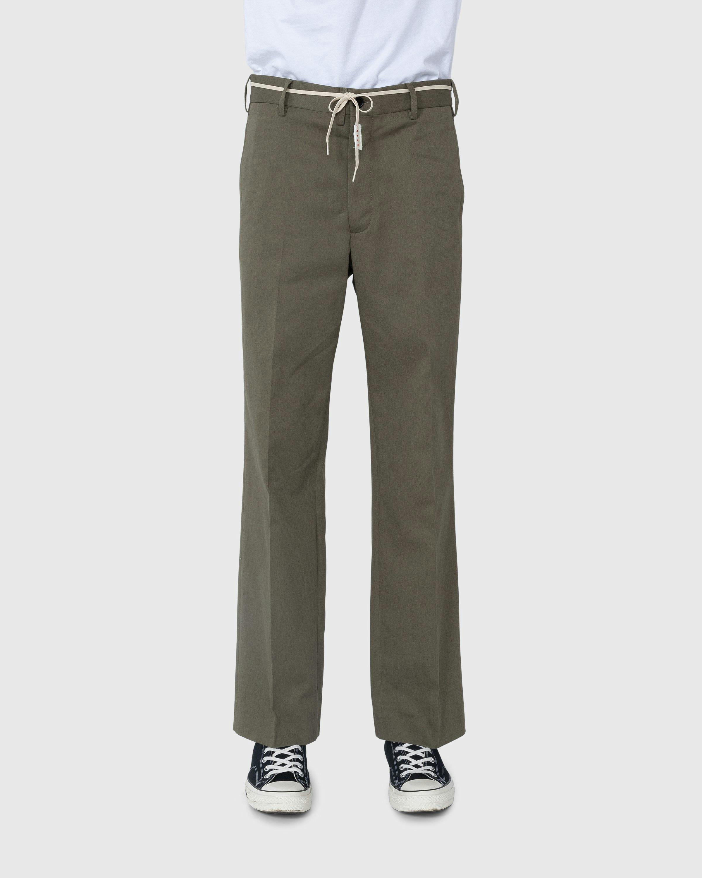 Marni - Gabardine Cotton Cropped Trousers Stone Green - Clothing - Green - Image 3