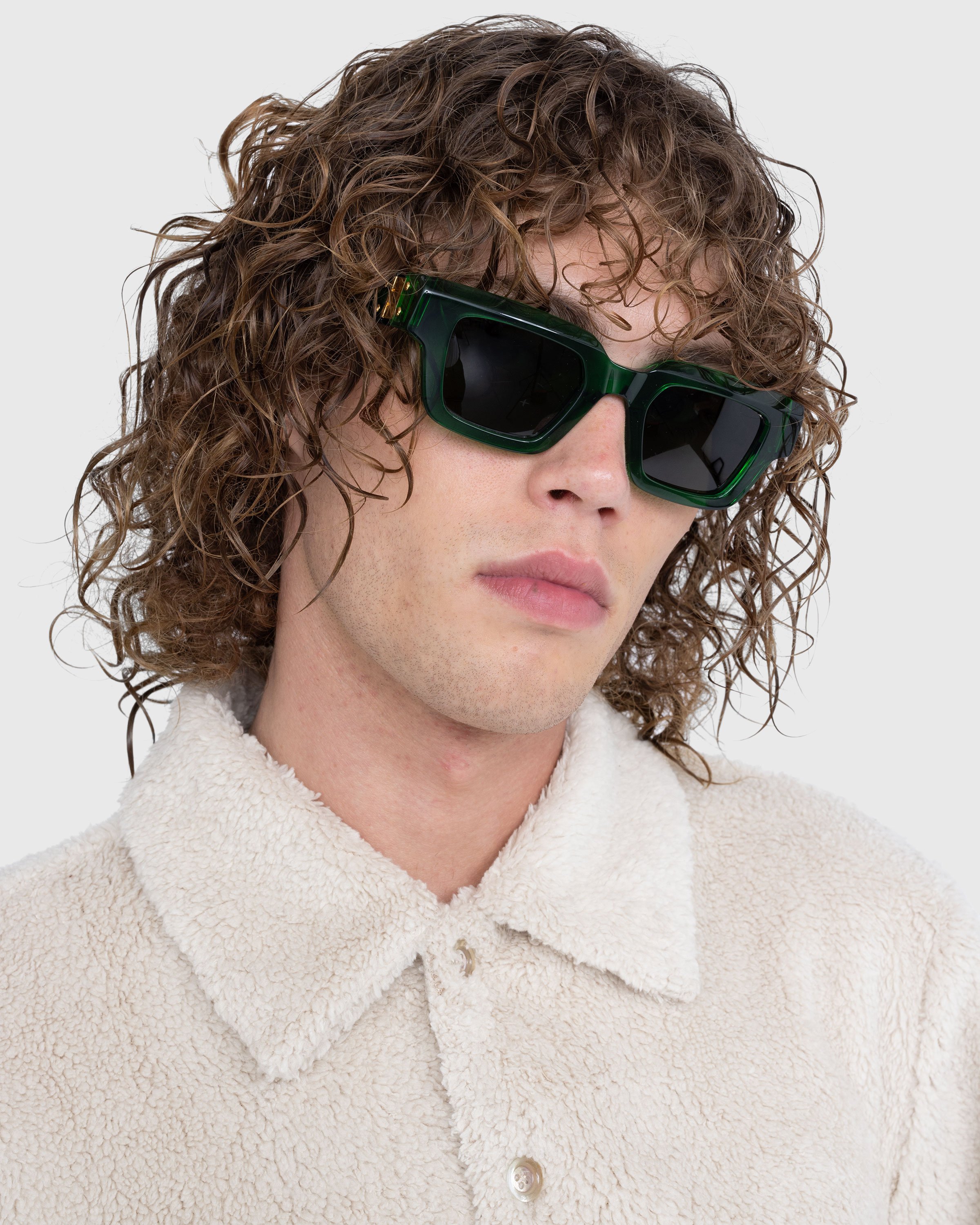 Bottega Veneta - Hinge Acetate Square Sunglasses Green - Accessories - Green - Image 4