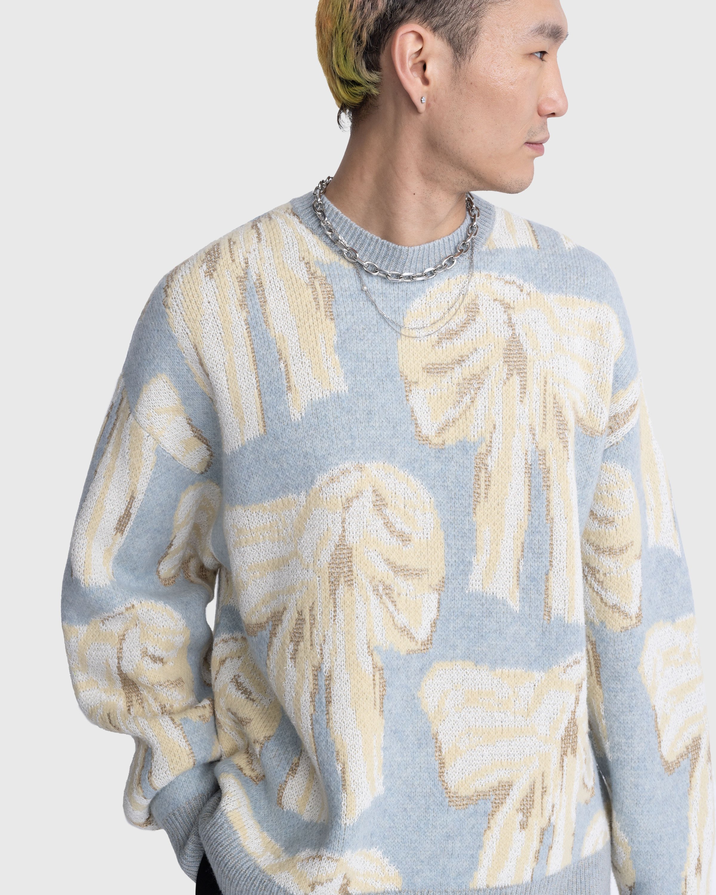 Acne Studios - Jacquard Pattern Crewneck Sweater Blue - Clothing - Blue - Image 5