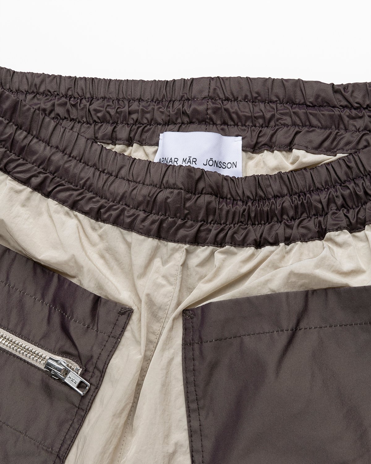 Arnar Mar Jonsson - Contrast Panelled Track Trouser Beige Chocolate - Clothing - Brown - Image 5