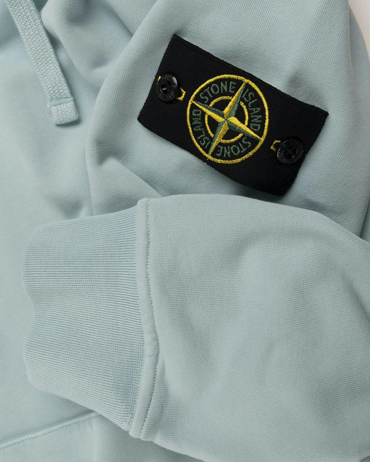 Stone Island - 64151 Garment-Dyed Cotton Fleece Hoodie Aqua - Clothing - Blue - Image 4