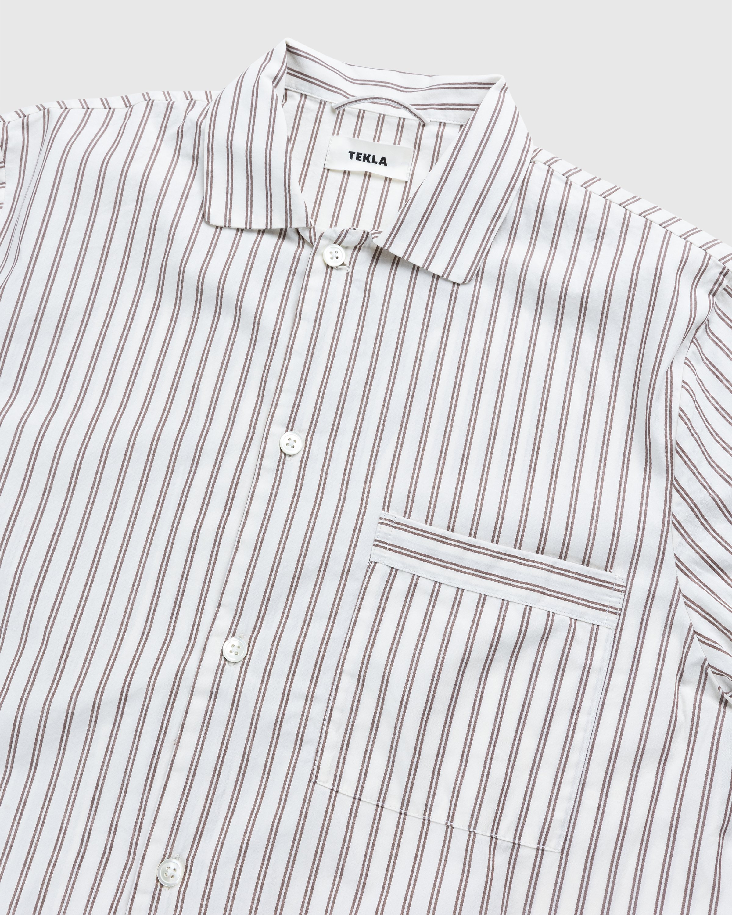 Tekla - Cotton Poplin Pyjamas Shirt Hopper Stripes - Clothing - Beige - Image 3