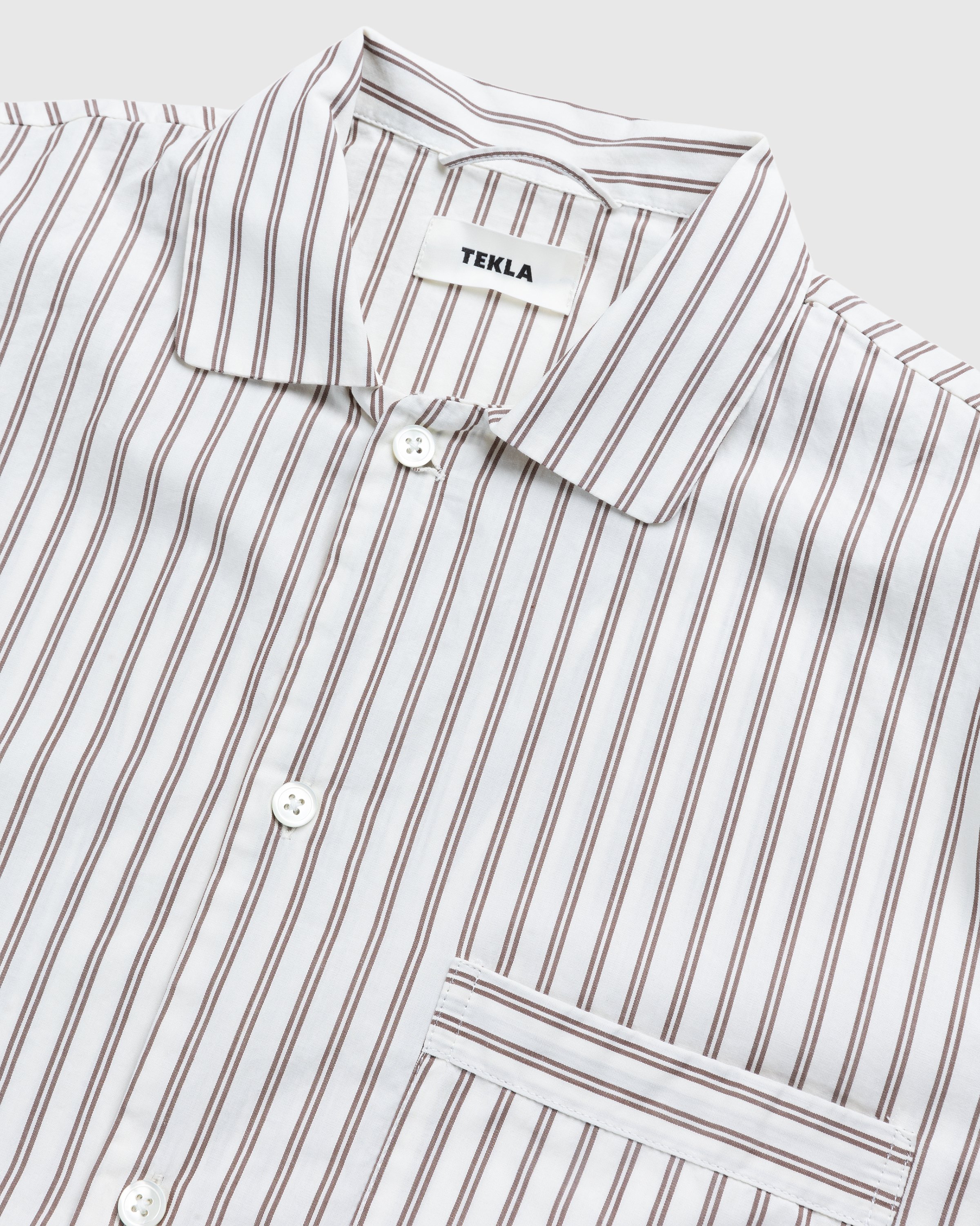 Tekla - Cotton Poplin Pyjamas Shirt Hopper Stripes - Clothing - Beige - Image 4
