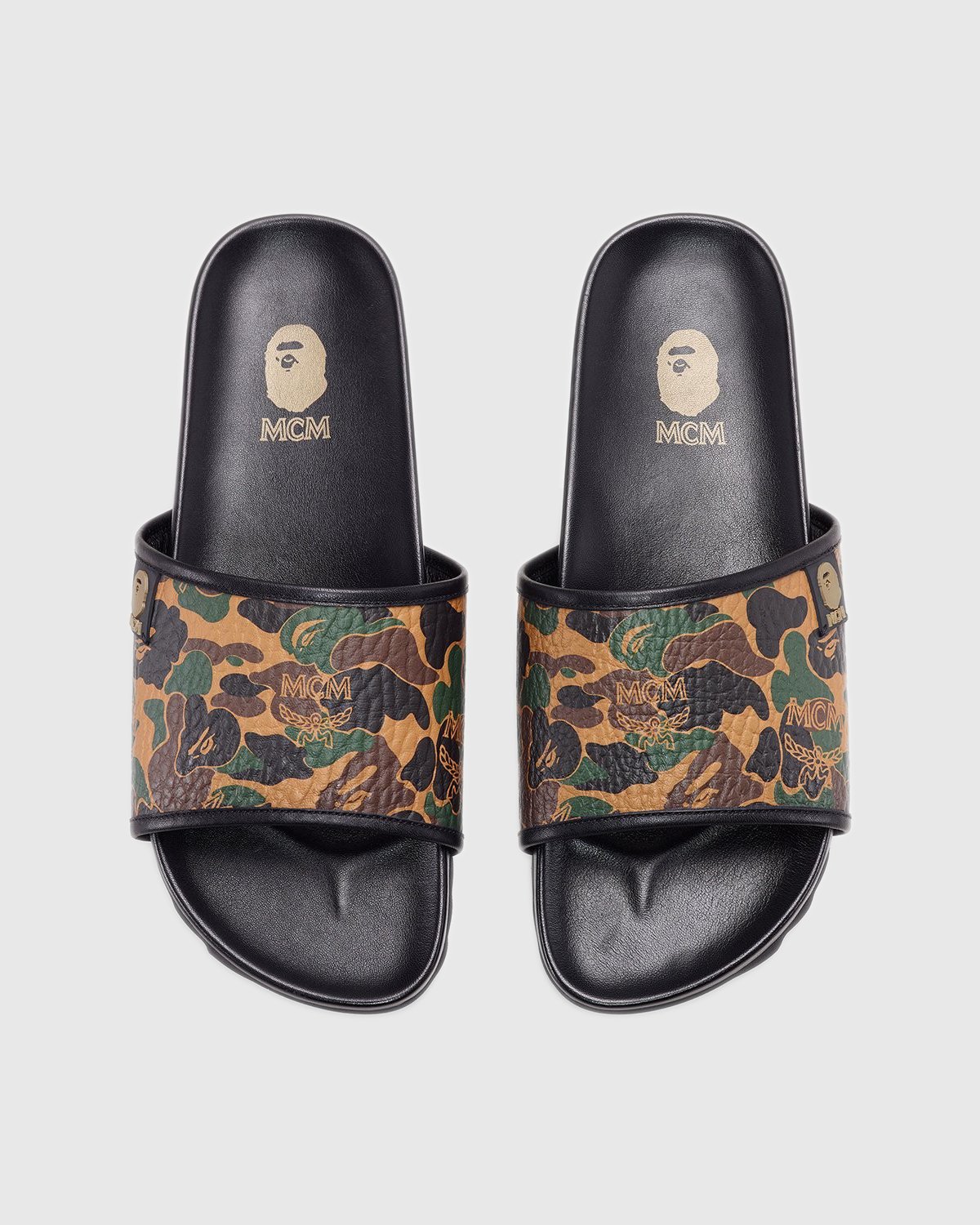 MCM x BAPE - Camo Slide Sandal Kamo Khaki - Footwear - Brown - Image 3