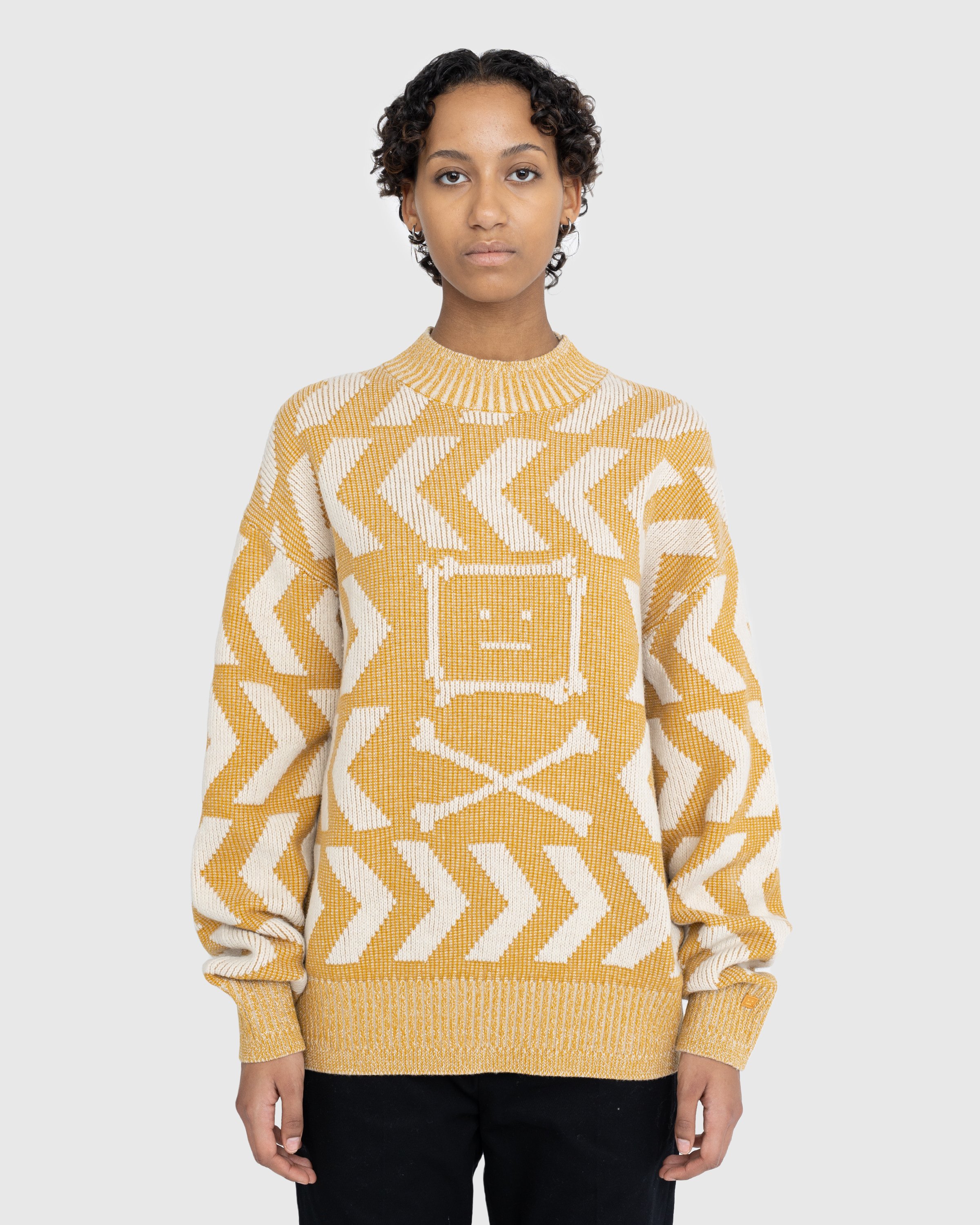 Acne Studios - Face Crossbones and Arrow Crewneck Sweater Yellow - Clothing - Yellow - Image 2