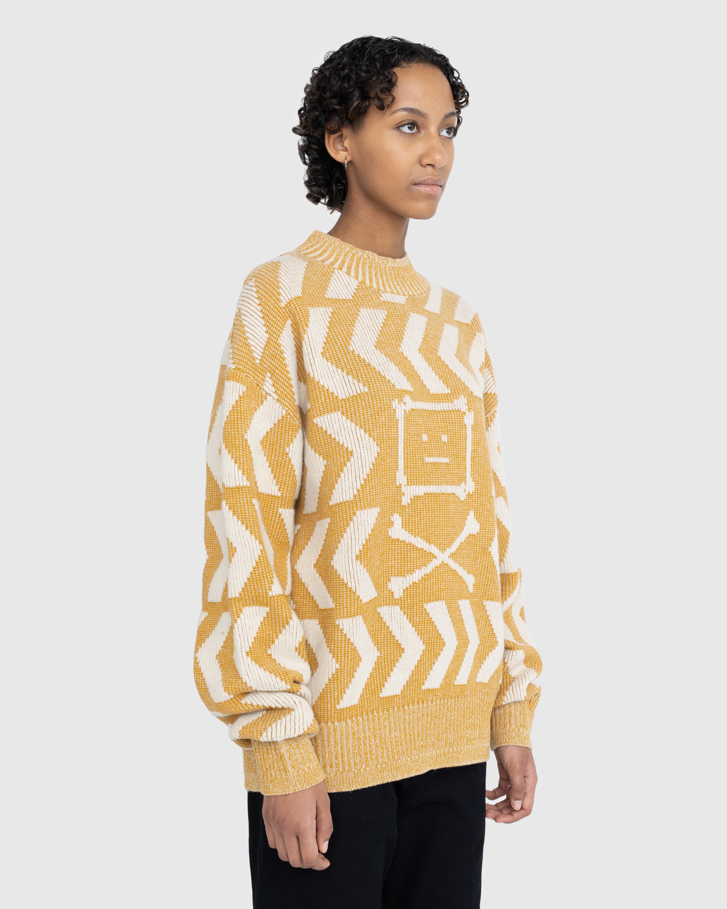 Acne Studios - Face Crossbones and Arrow Crewneck Sweater Yellow - Clothing - Yellow - Image 3