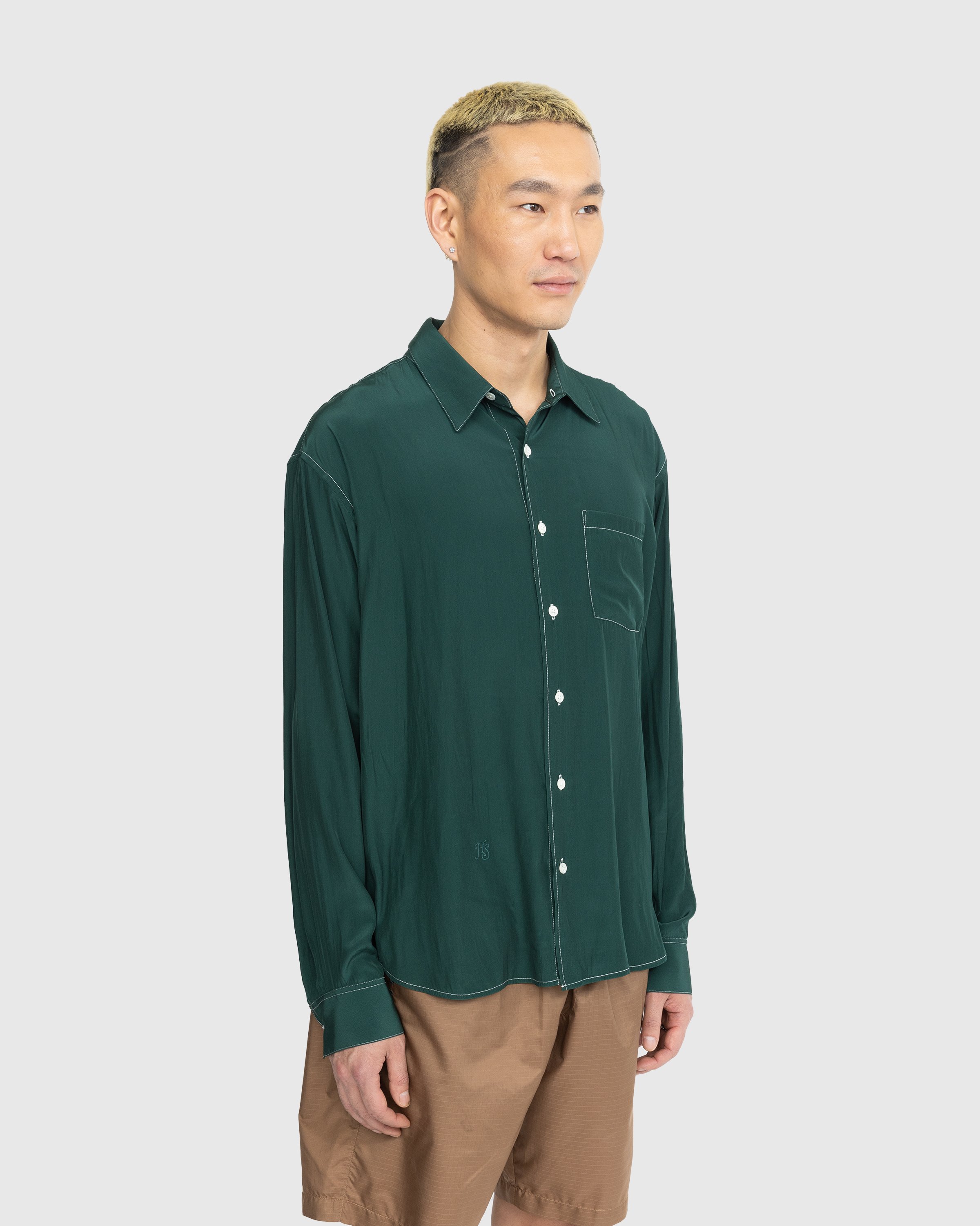 Highsnobiety - Lightweight Long-Sleeve Shirt Dark Green - Clothing - Green - Image 4