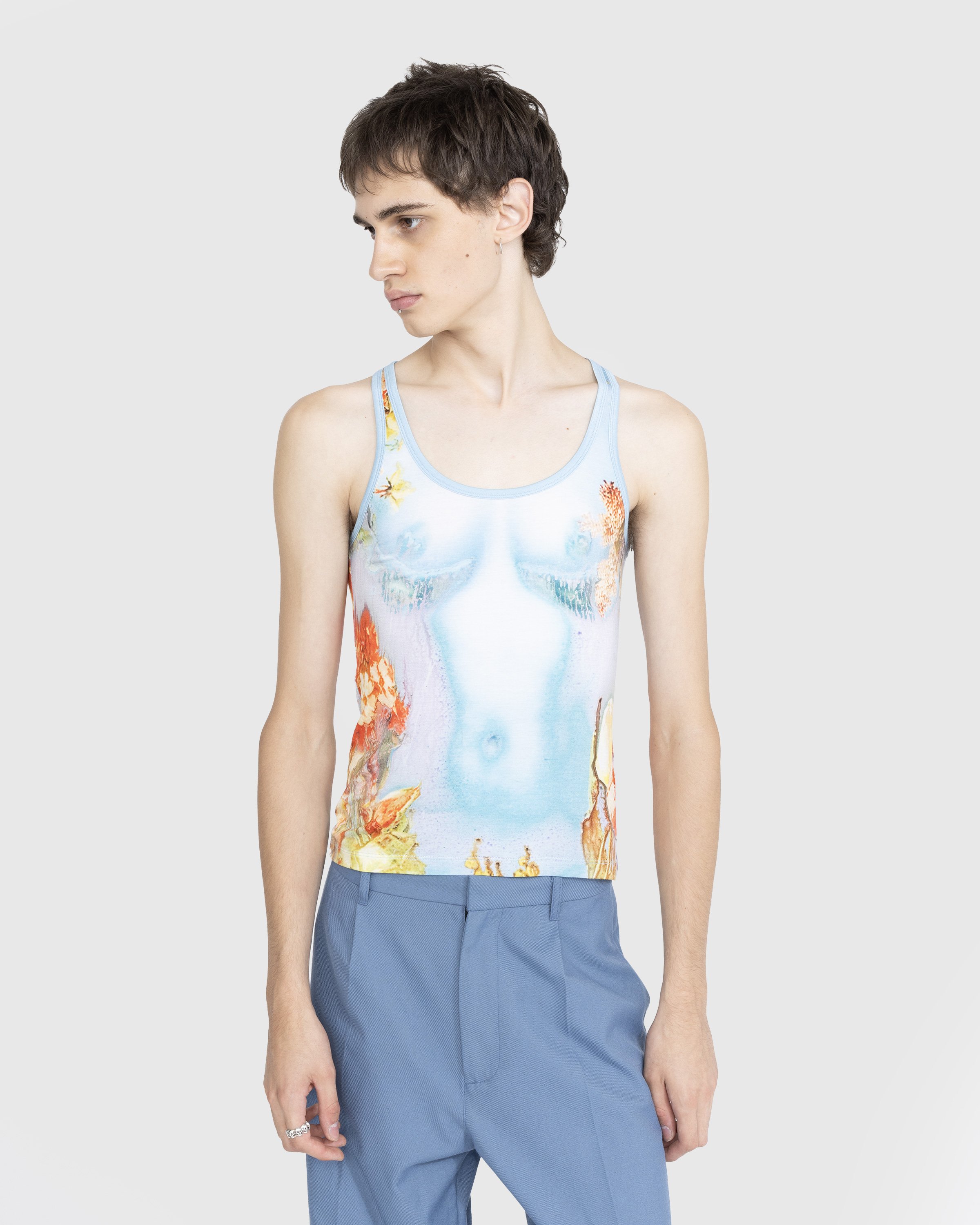 Jean Paul Gaultier - Printed Body Flowers Tank Top Blue - Clothing - Blue - Image 2