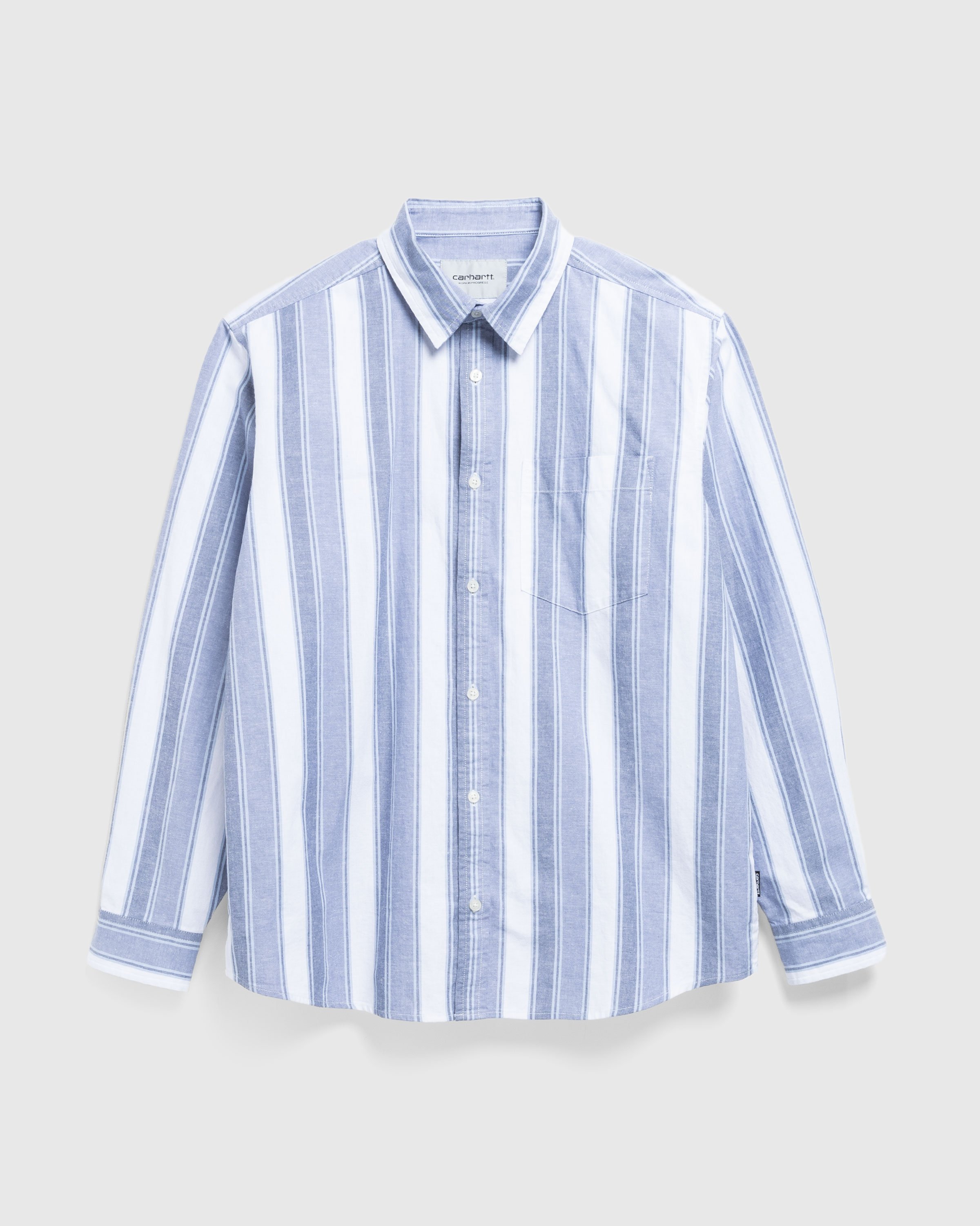 Carhartt WIP - L/S Kendricks Shirt Kendricks Stripe. Hudson Blue / Bay Blue - Clothing - Blue - Image 1