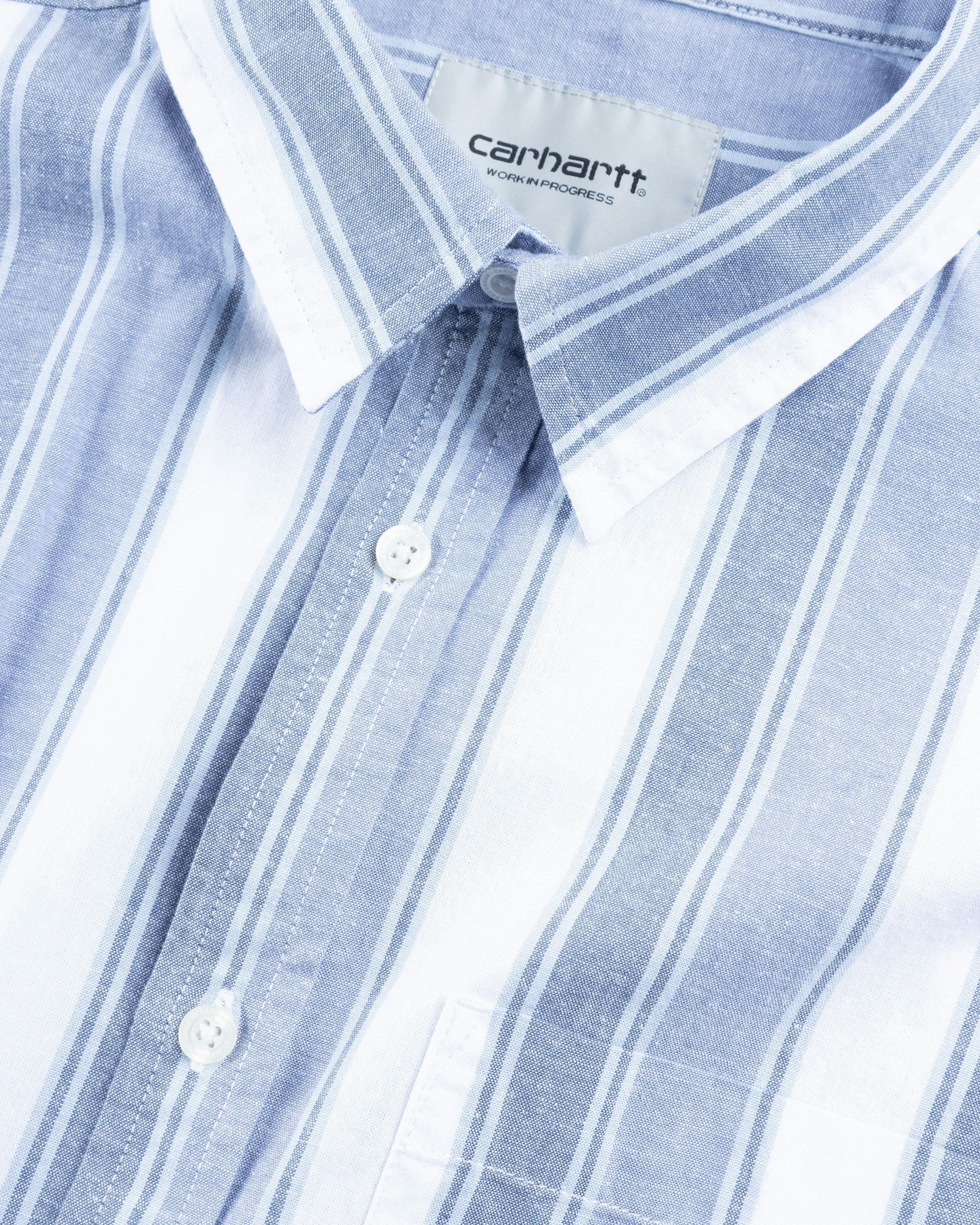 Carhartt WIP - L/S Kendricks Shirt Kendricks Stripe. Hudson Blue / Bay Blue - Clothing - Blue - Image 6