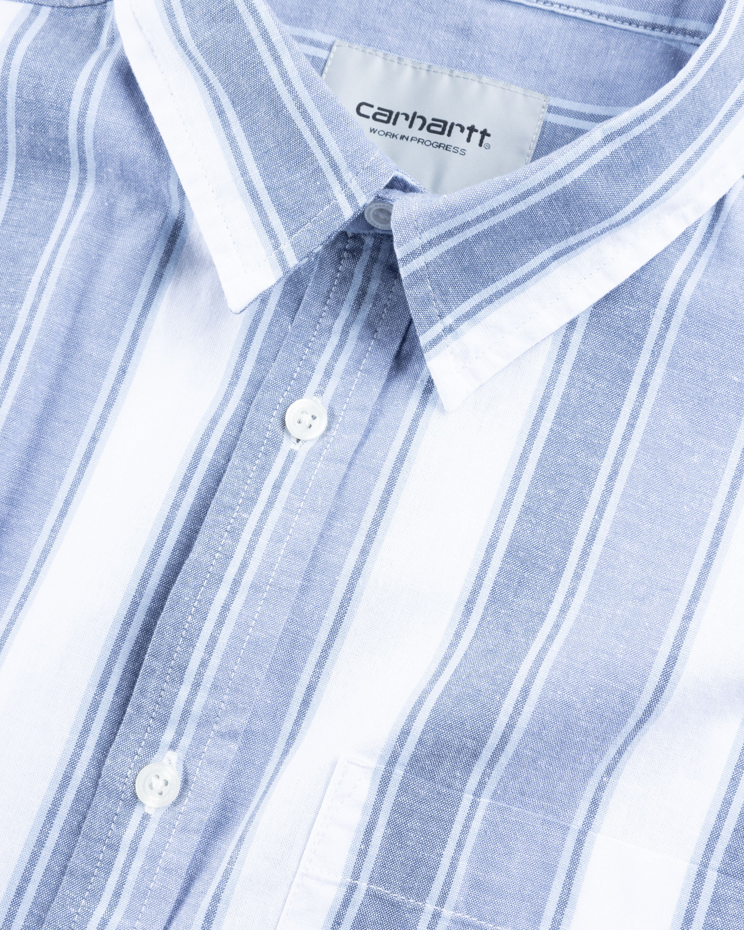 Carhartt WIP - L/S Kendricks Shirt Kendricks Stripe. Hudson Blue / Bay Blue - Clothing - Blue - Image 6