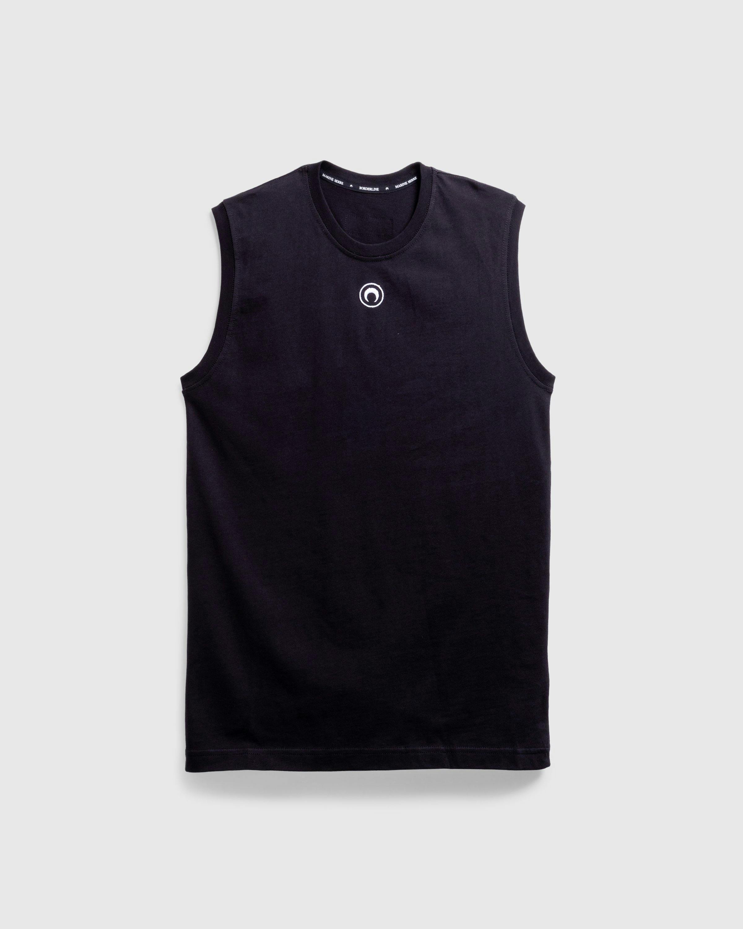 Marine Serre - ORGANIC COTTON JERSEY PLAIN TANK TOP BK99 BLACK - Clothing - Black - Image 1