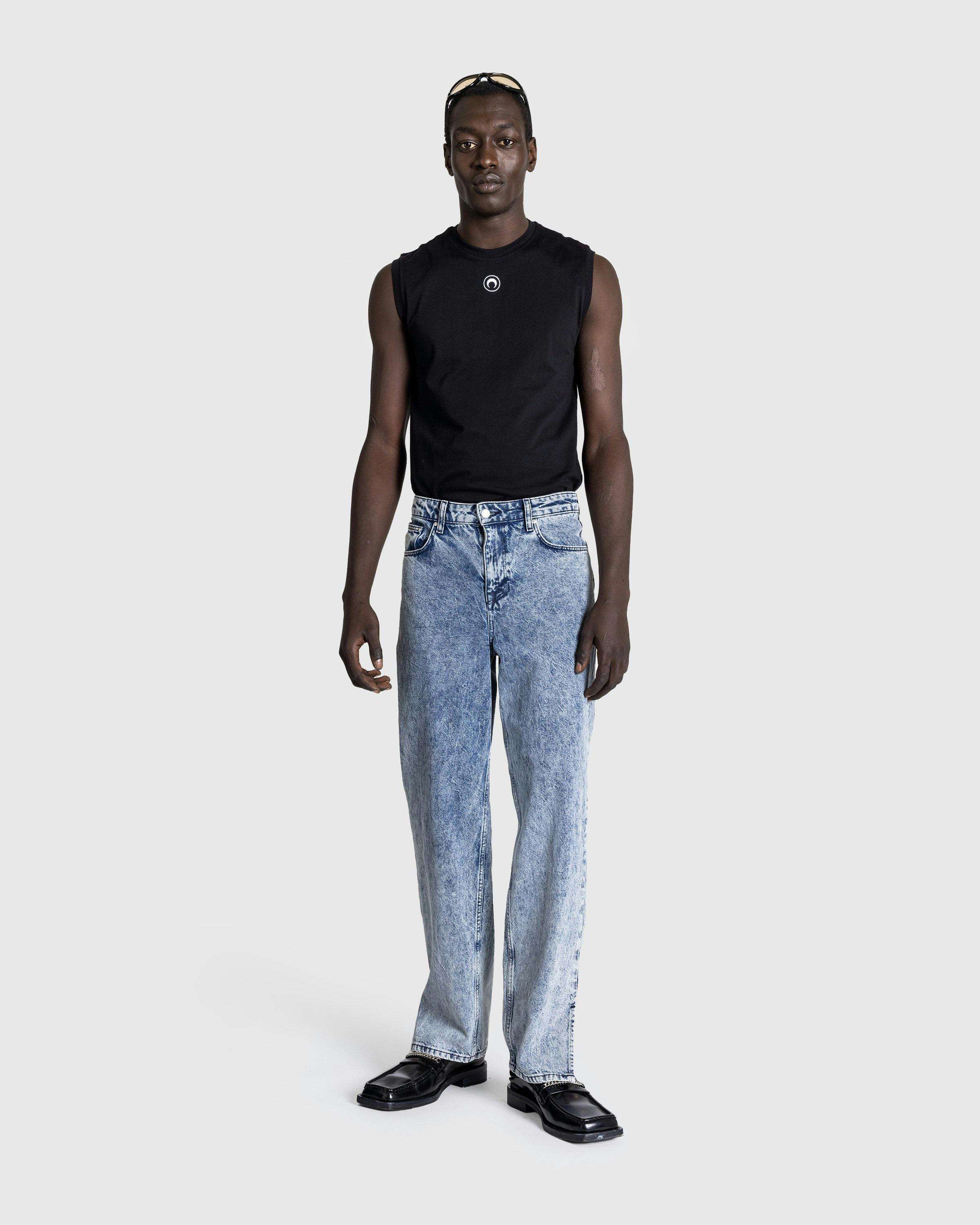 Marine Serre – Organic Cotton Jersey Plain Tank Top Black