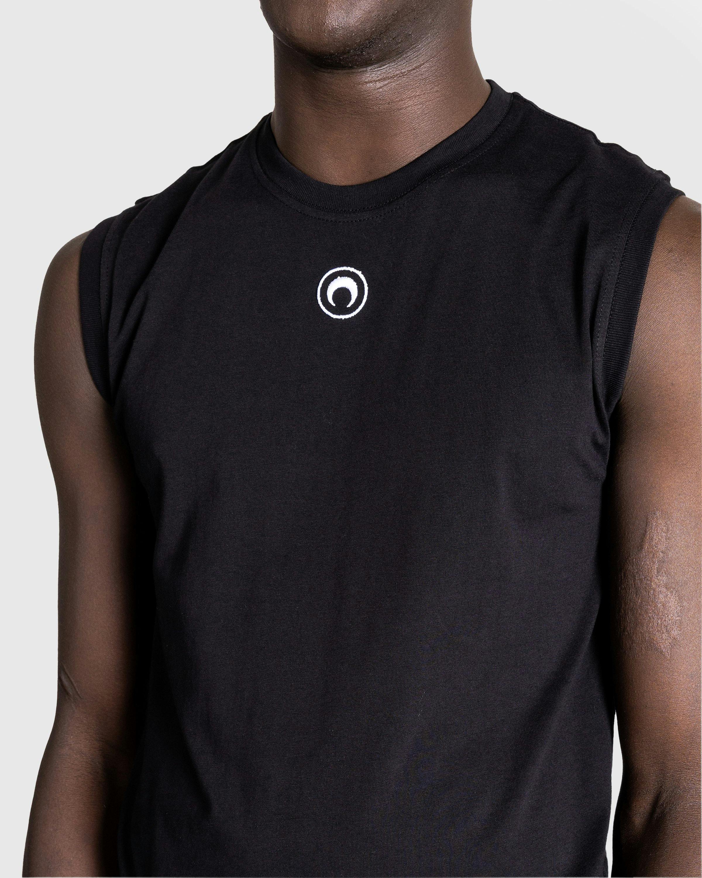 Marine Serre - ORGANIC COTTON JERSEY PLAIN TANK TOP BK99 BLACK - Clothing - Black - Image 5