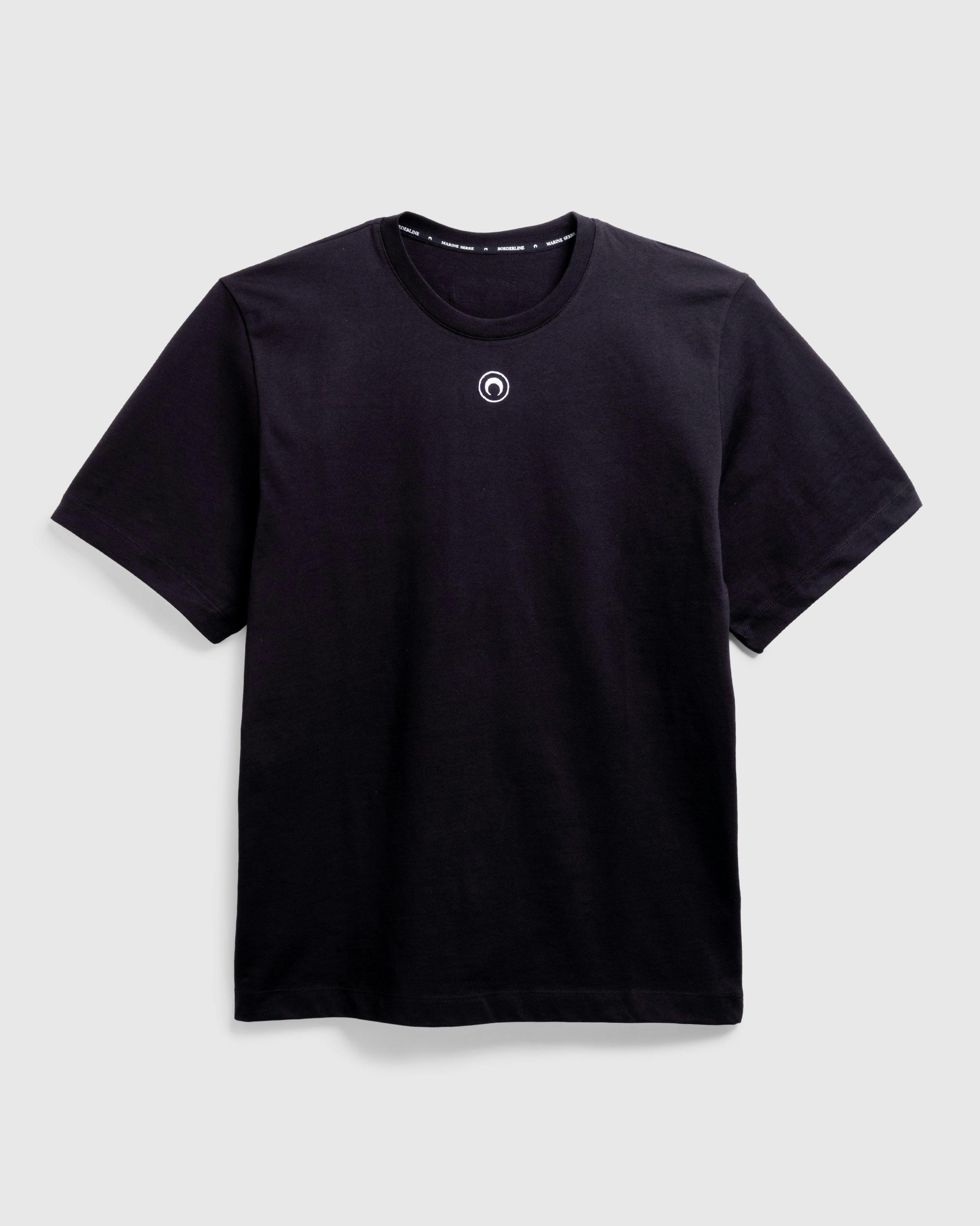 Marine Serre - ORGANIC COTTON JERSEY PLAIN T–SHIRT BK99 BLACK - Clothing - Black - Image 1