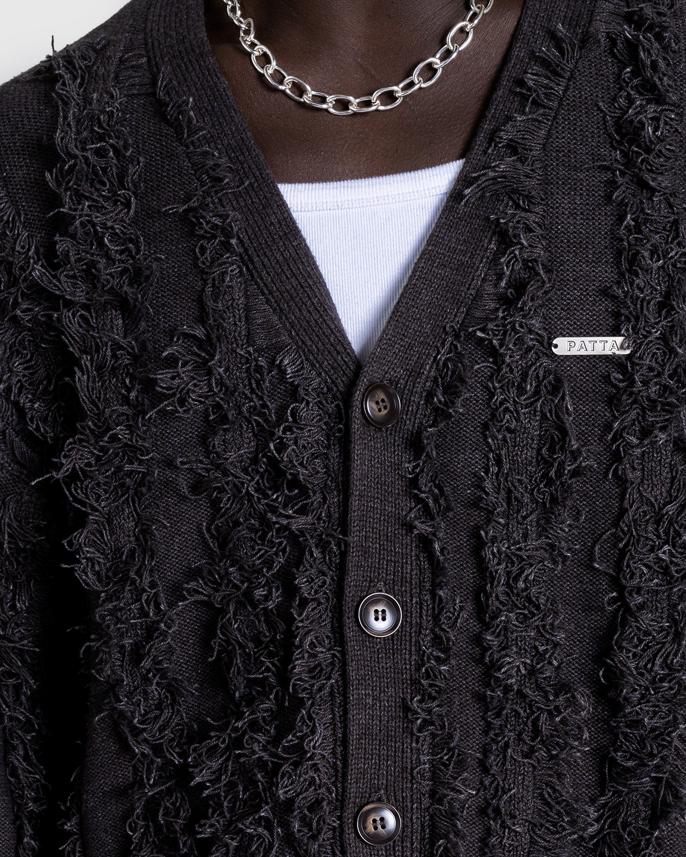 Patta - Fringed Knitted Cardigan Moonless Night - Clothing - Grey - Image 5
