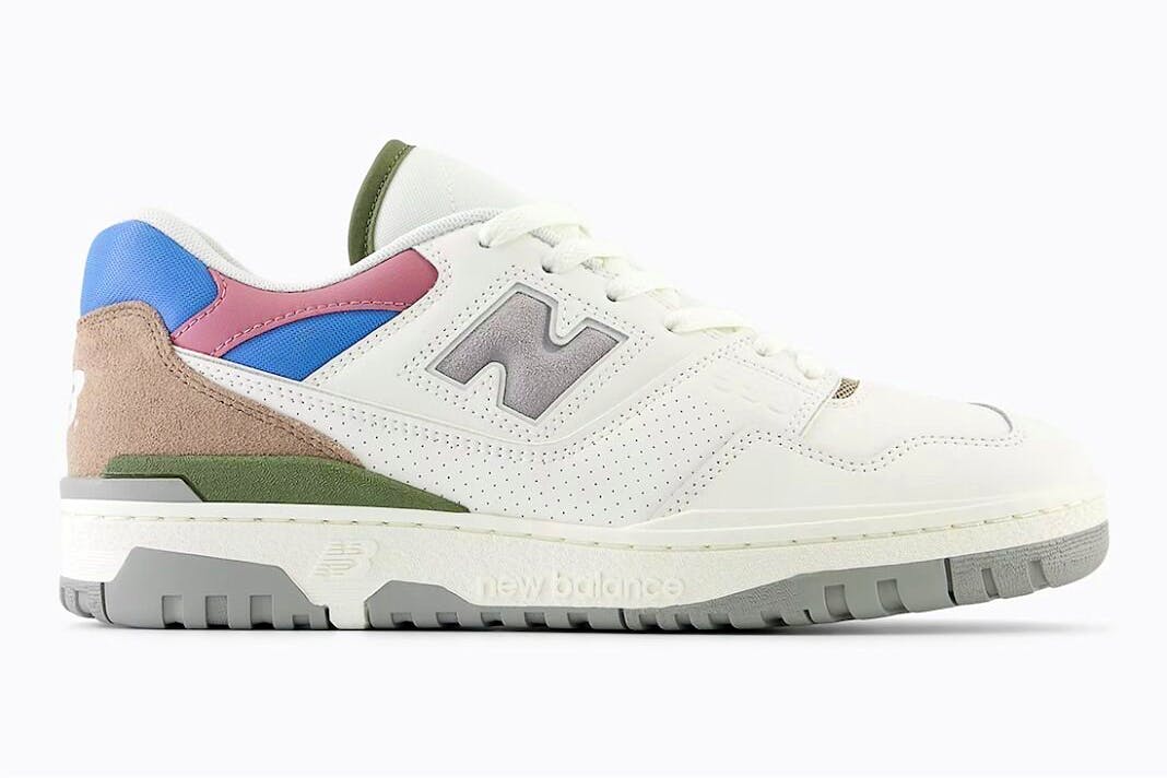 New Balance's 550 sneaker in spring 2024 colorways including patent leather & suede