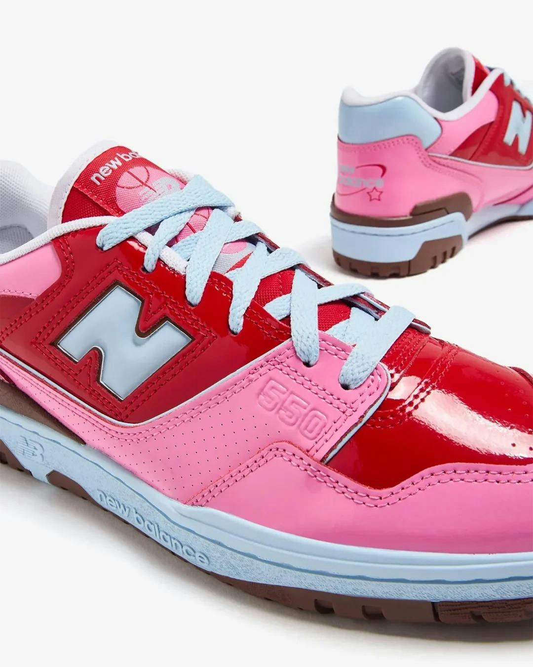 New Balance's 550 sneaker in spring 2024 colorways including patent leather & suede