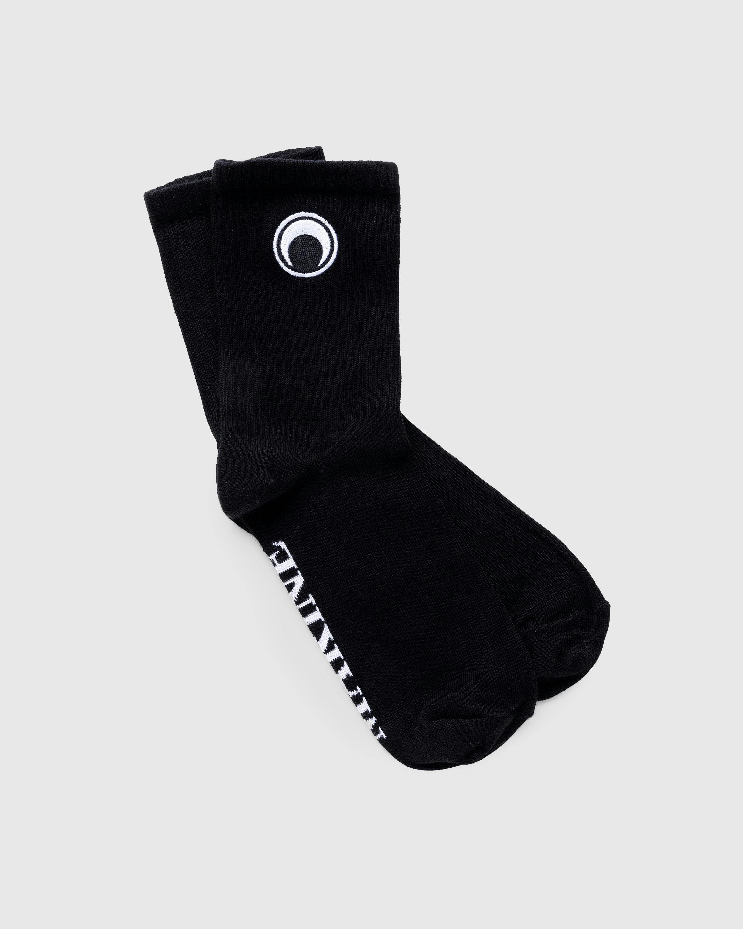 Marine Serre - ORGANIC COTTON RIB ANKLE SOCKS BK99 BLACK - Accessories - Black - Image 1