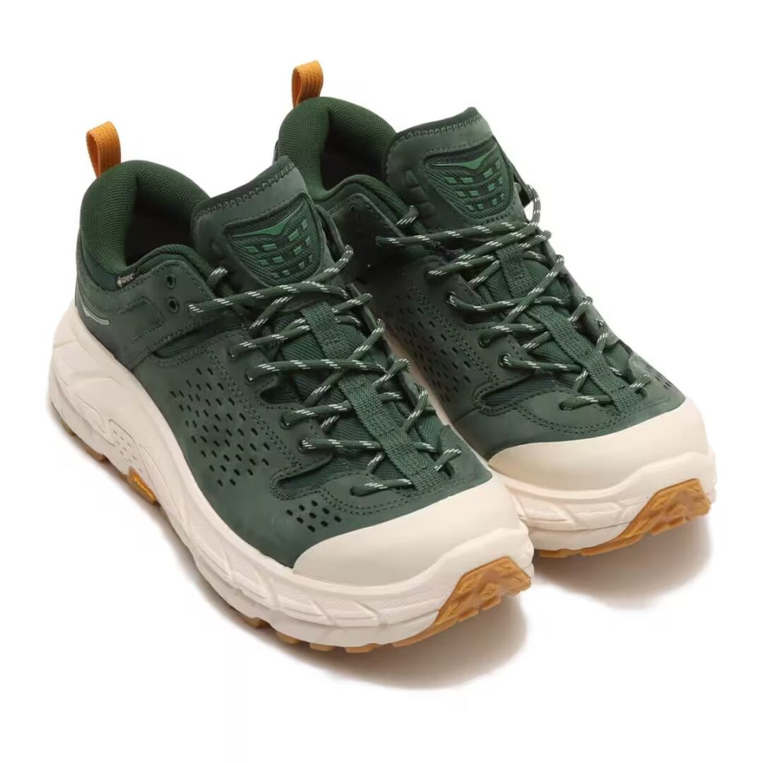 HOKA's Tor Ultra Low sneaker in a green and white colorway