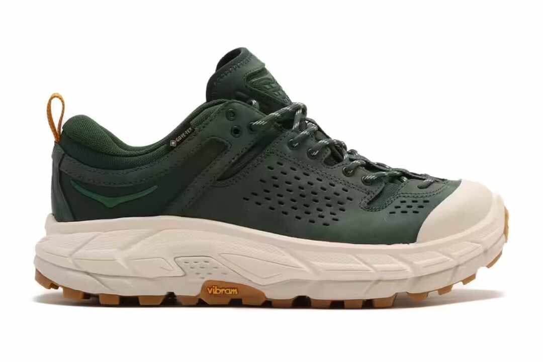 HOKA's Tor Ultra Low sneaker in a green and white colorway