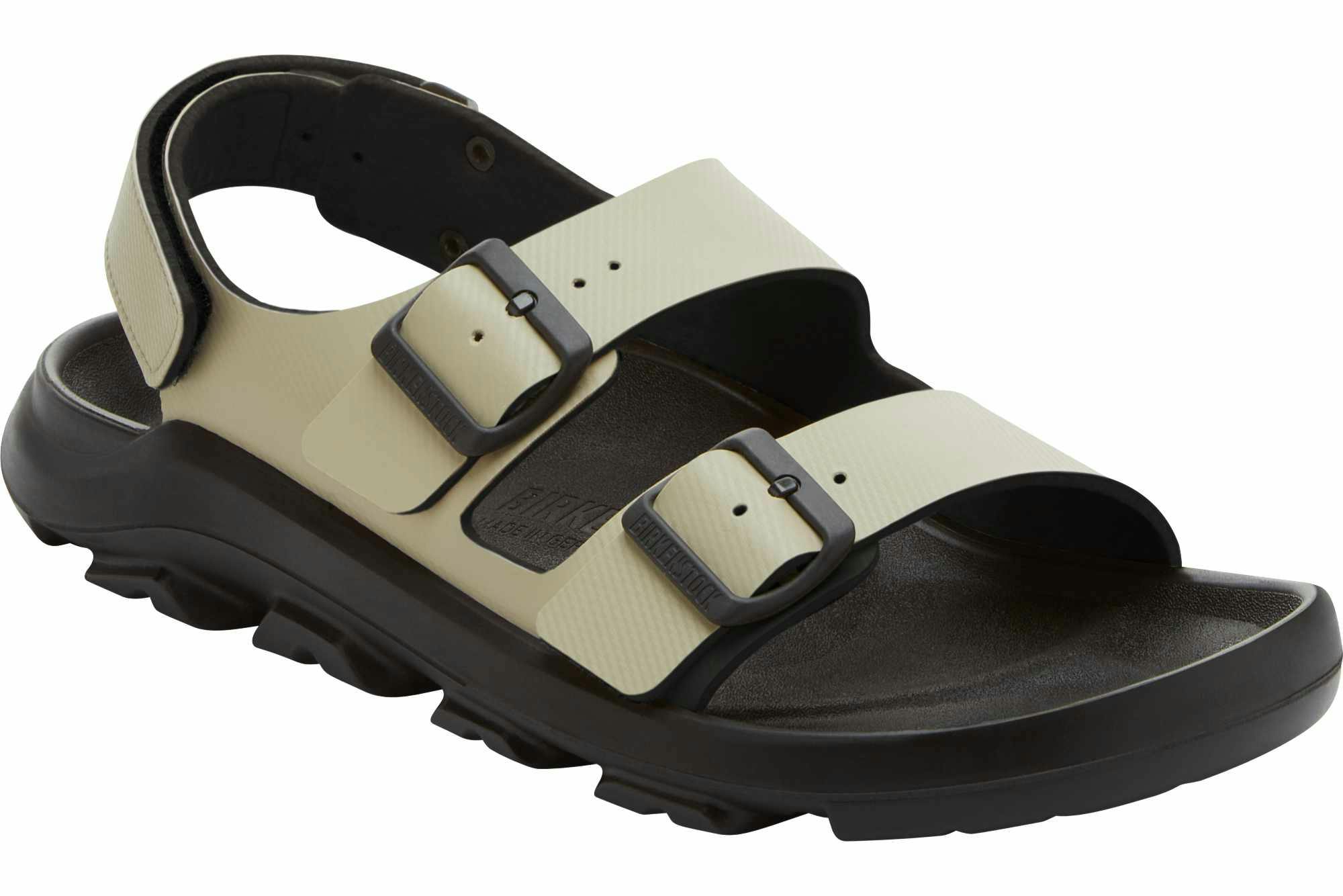 Birkenstock's Mogami Terra hiking sandal in blue, green, and black