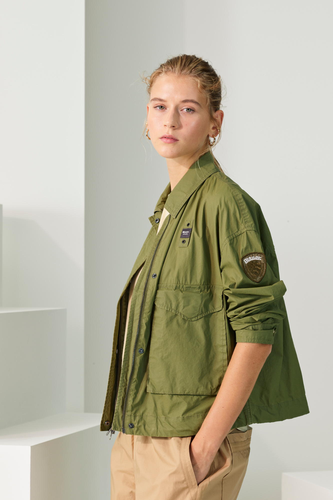 An olive green jacket from Blauer's SS24 collection